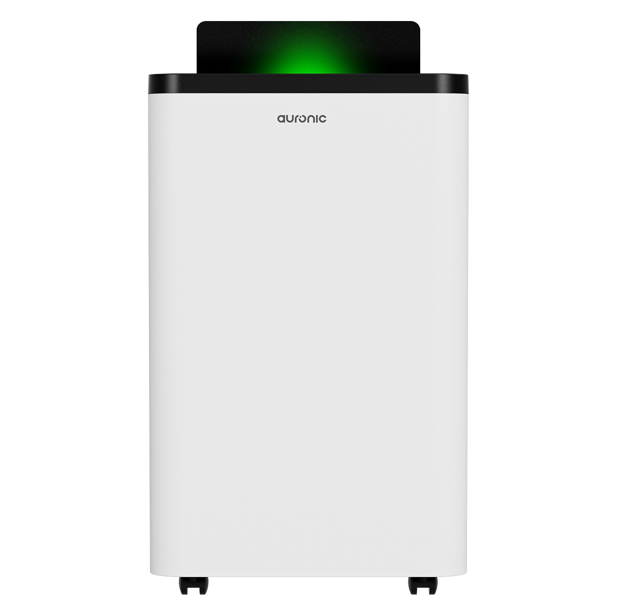 Een witte papierversnipperaar met zwarte rand en groene verlichting.