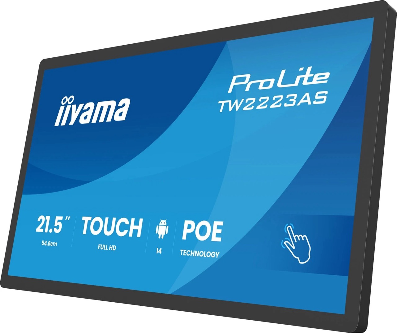Ein 21,5-Zoll-Touchscreen-Monitor mit iiyama und ProLite TW2223AS Branding.