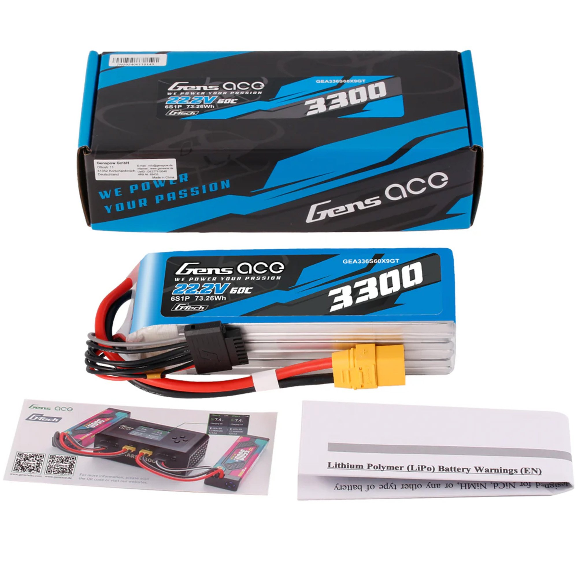 Bateria Gens Ace LiPo i opakowanie, 3300mAh, 22.2V, 6S1P, 73.26Wh.