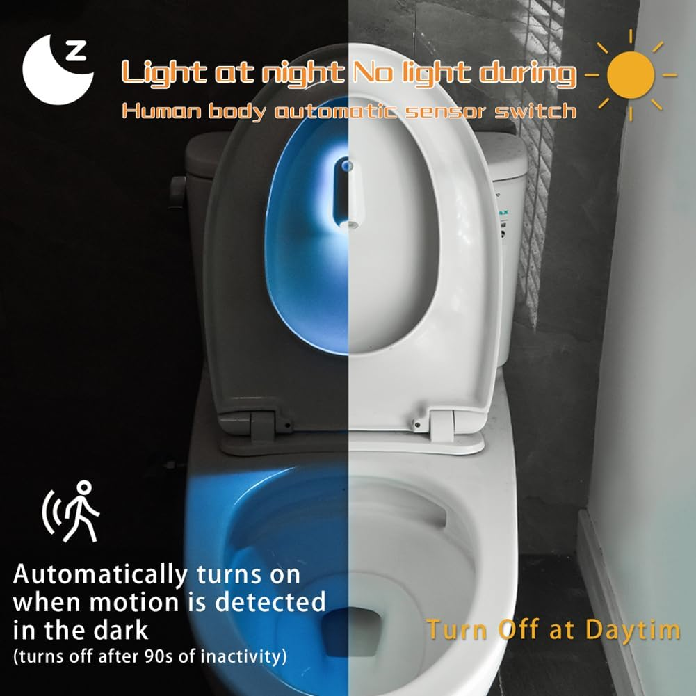 Toilettensitz mit Nachtlicht, das bei Bewegung im Dunkeln angeht.