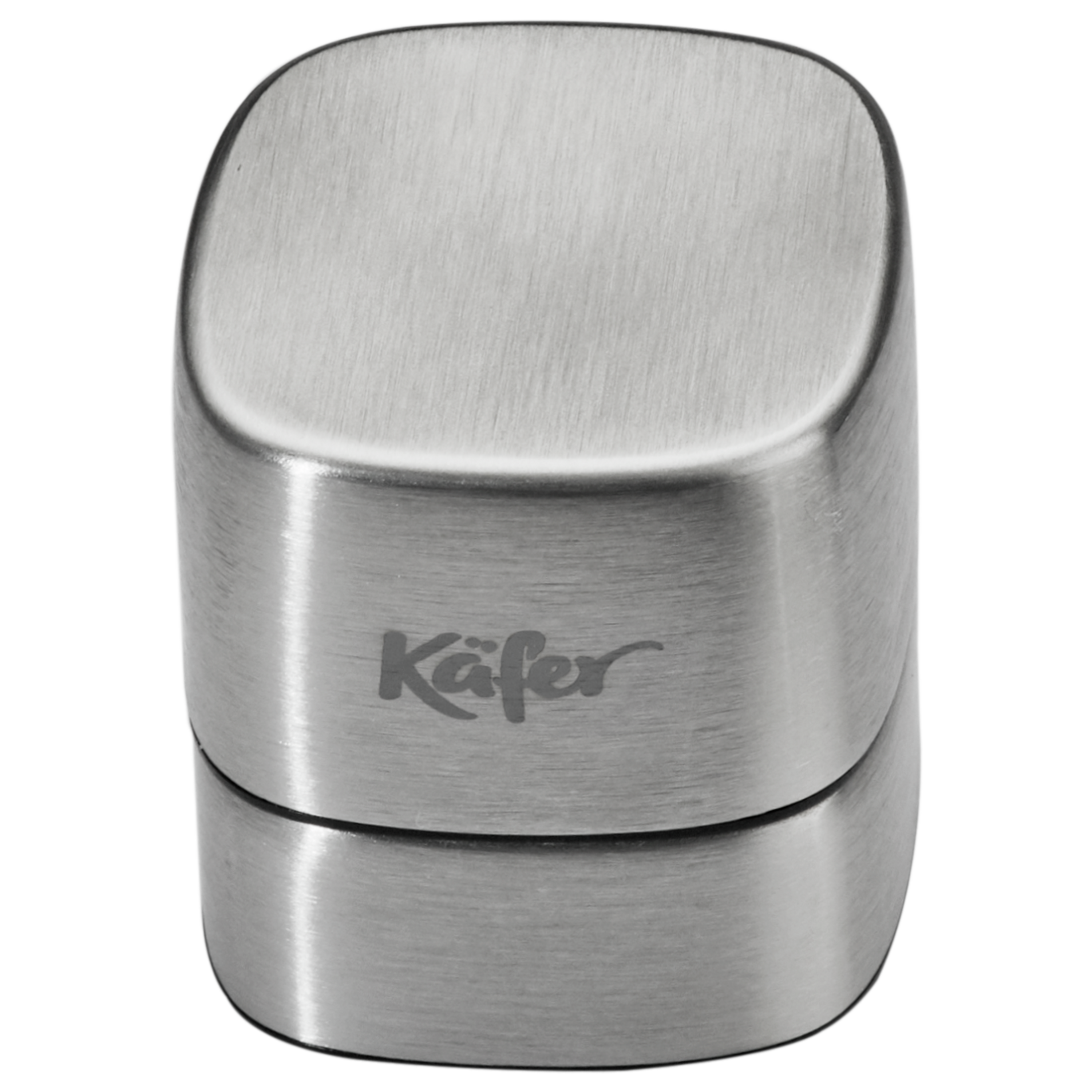 Ein gebürstetes silbernes Objekt mit der Aufschrift „Käfer“.
