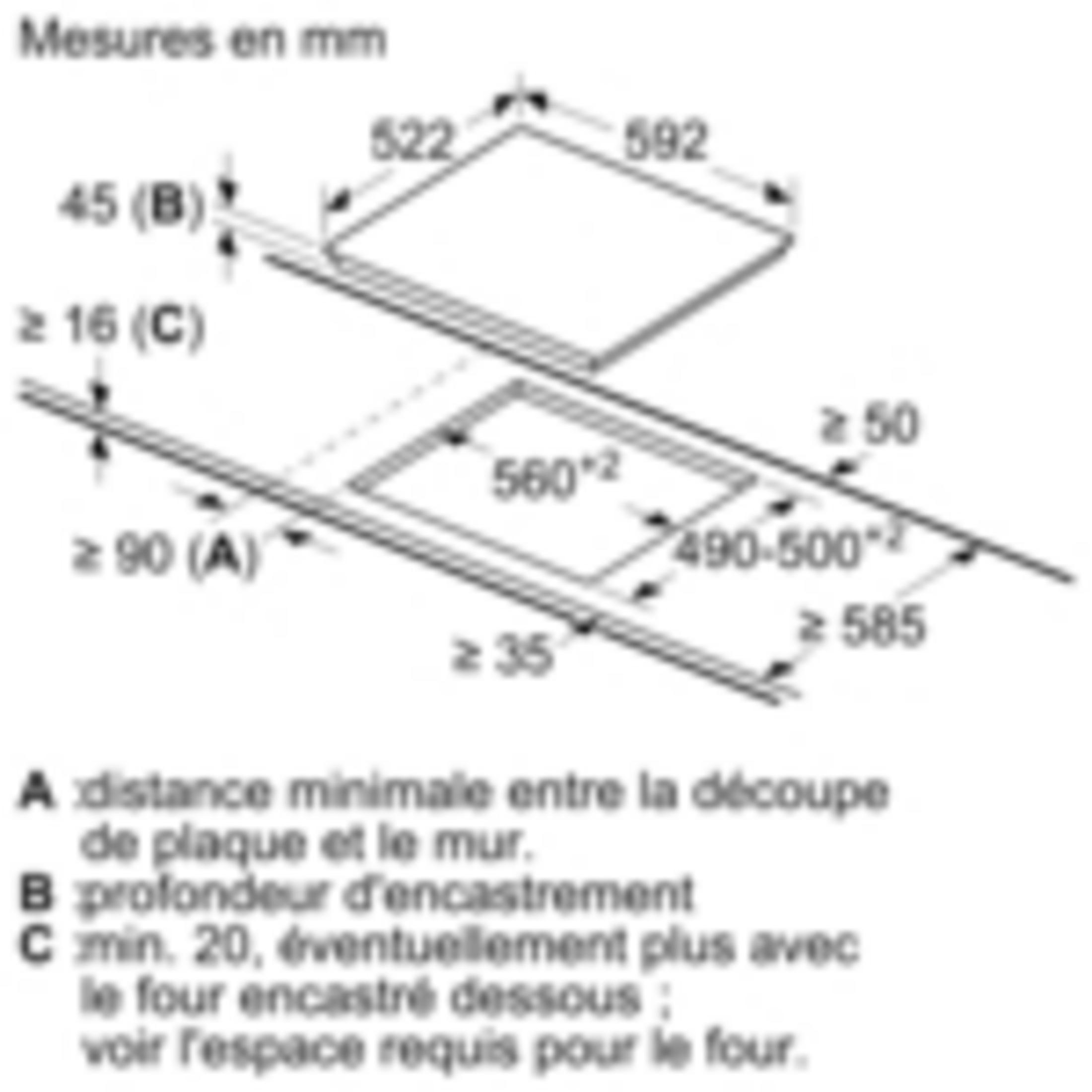 Dessin technique avec dimensions pour installation de plaque.