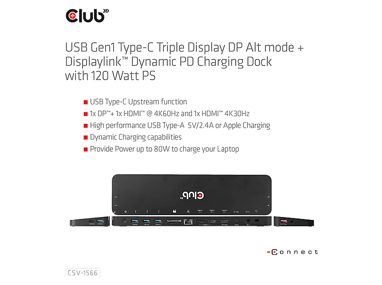 DOCKING CLUB 3D USB-A/USB-B/DP/RJ45 NEGRO - miniatura 3