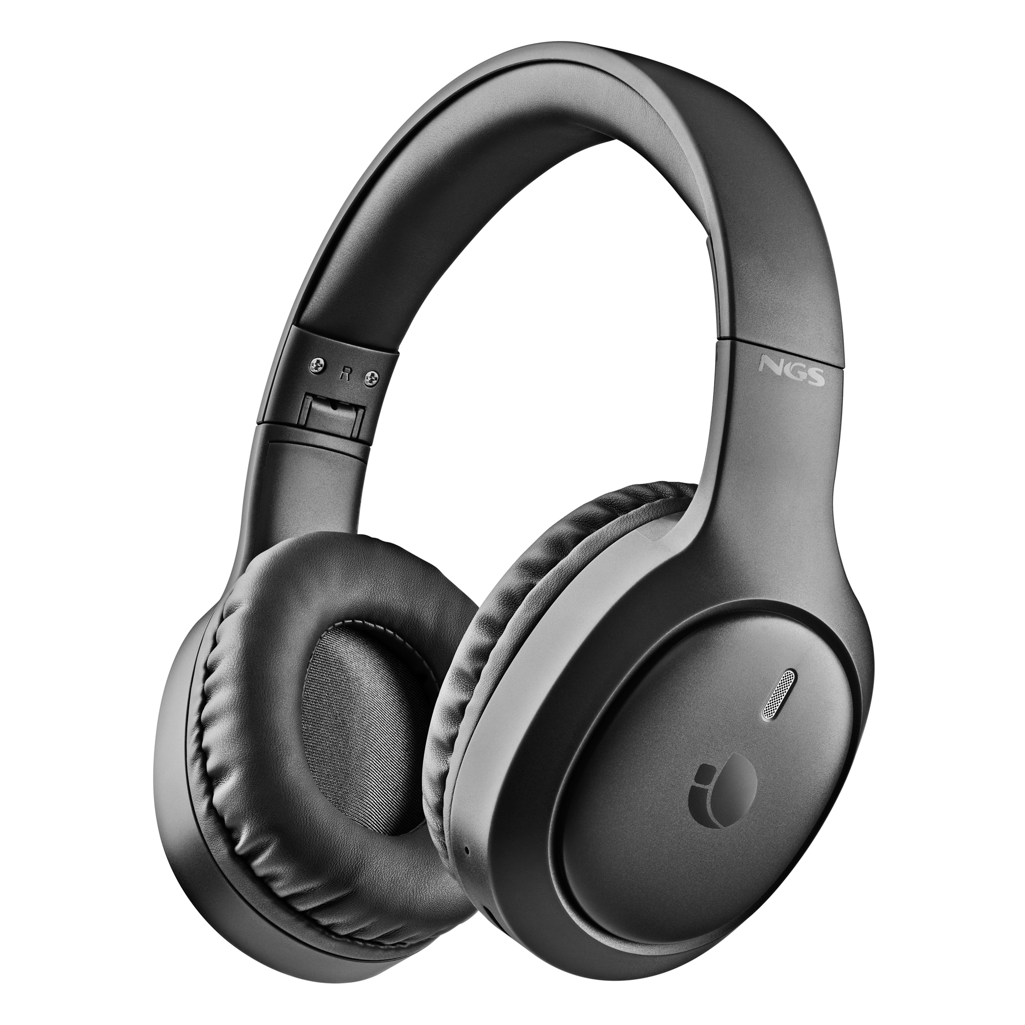 Cuffie over-ear nere con padiglioni imbottiti e archetto regolabile.