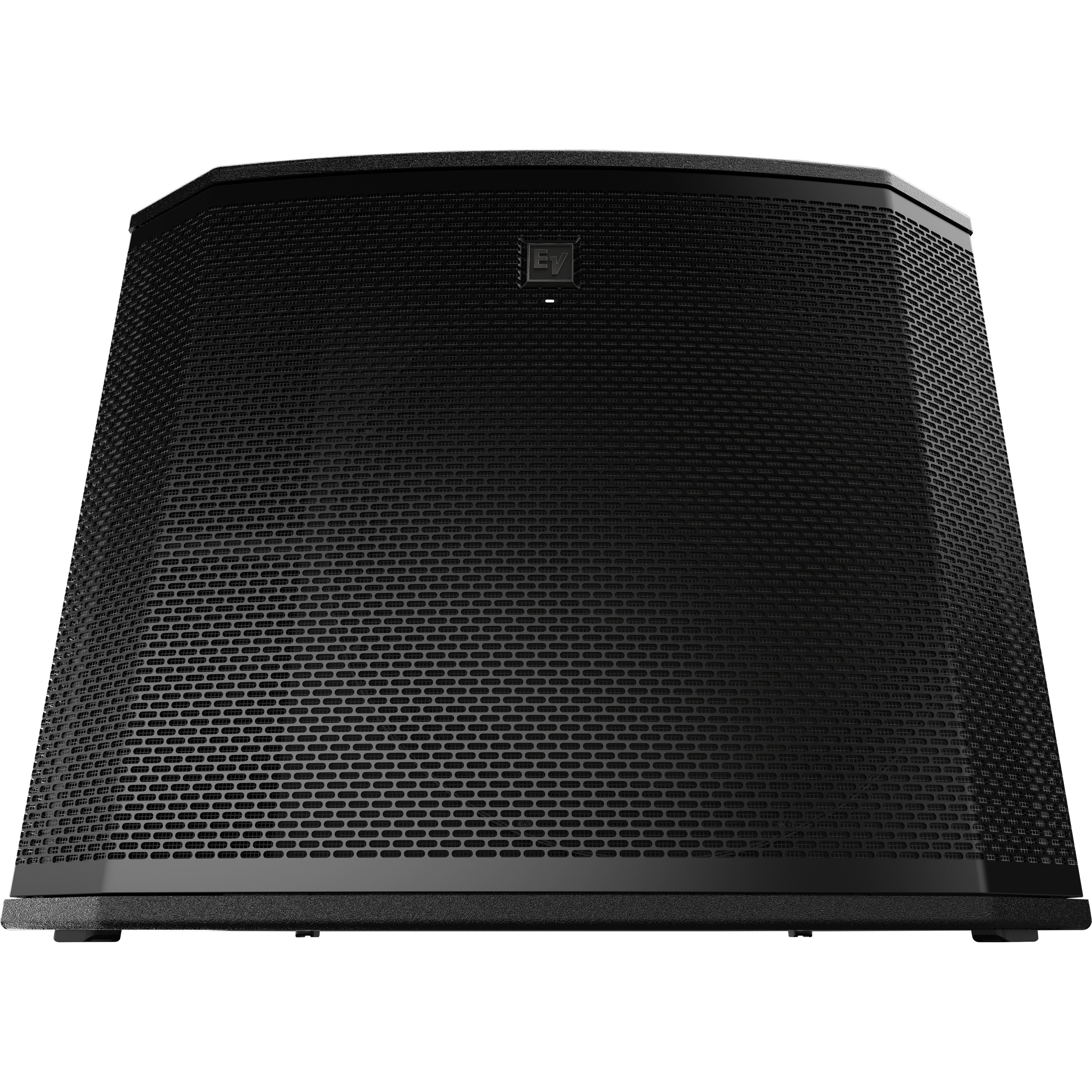 A black speaker with the EV logo on top.