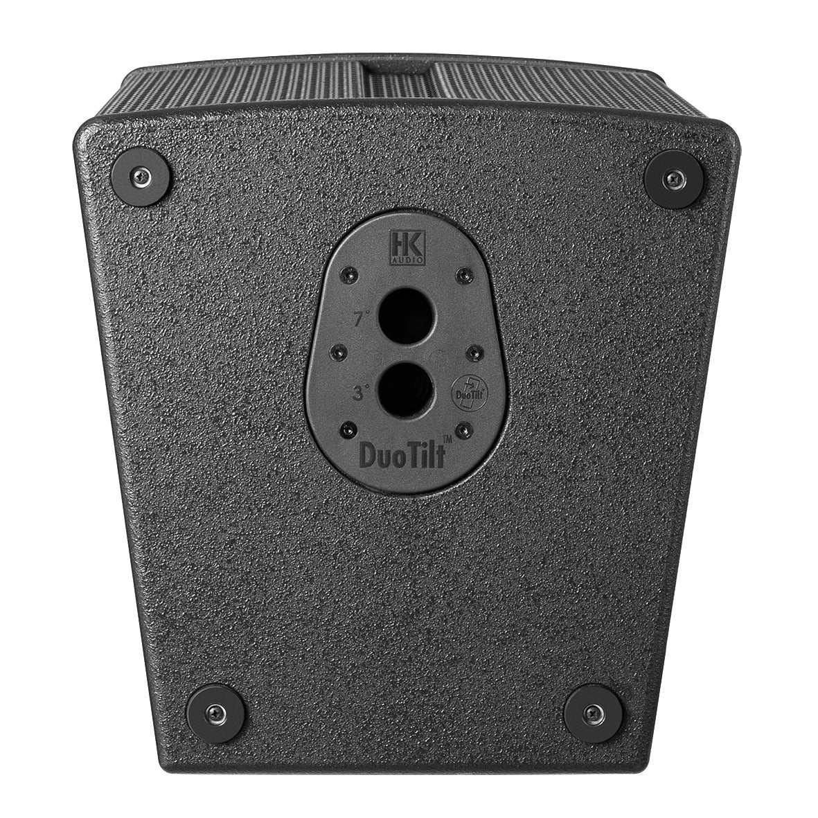 Black speaker with DuoTilt mount and HK Audio logo. White background.