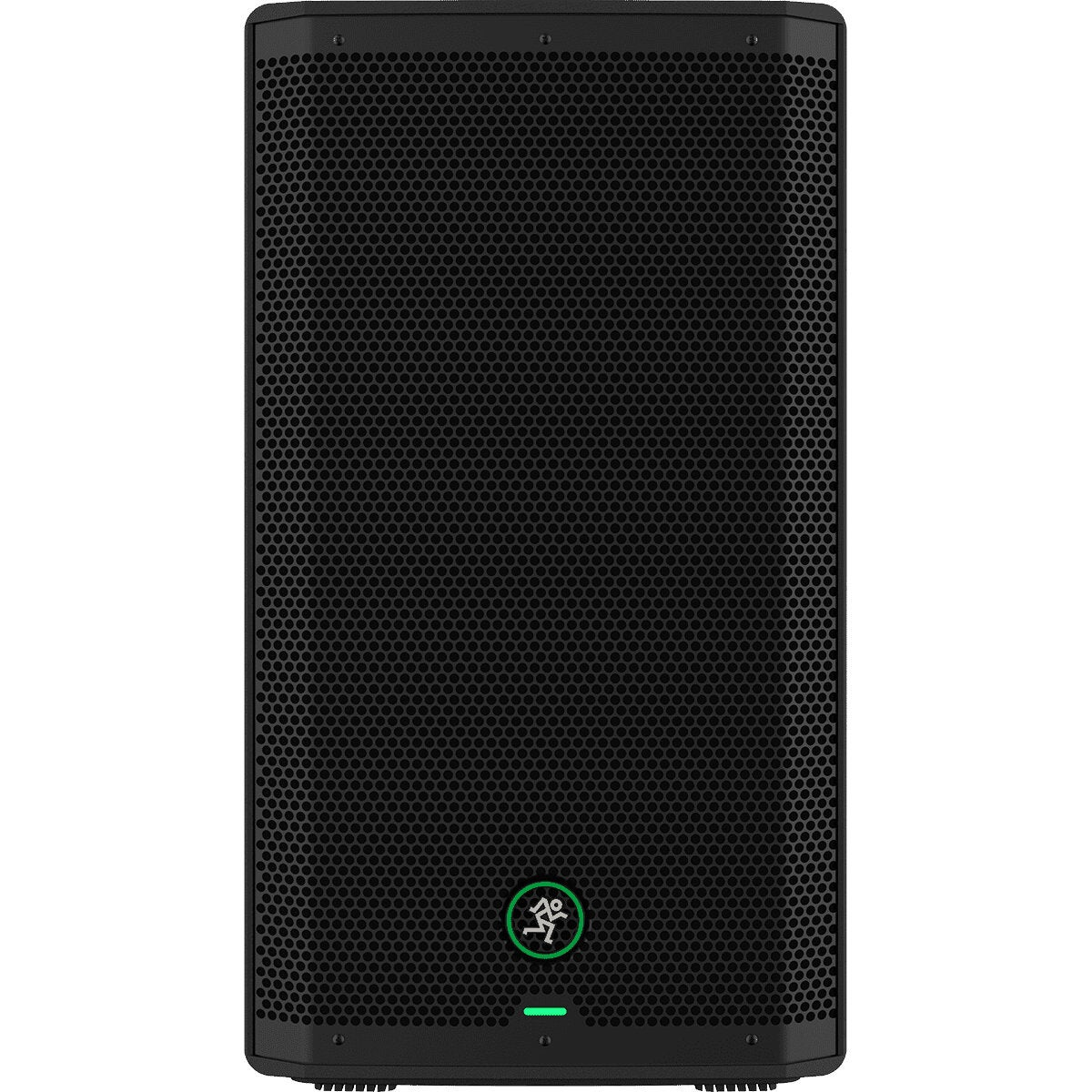 Altoparlante nero con logo verde e spia LED.