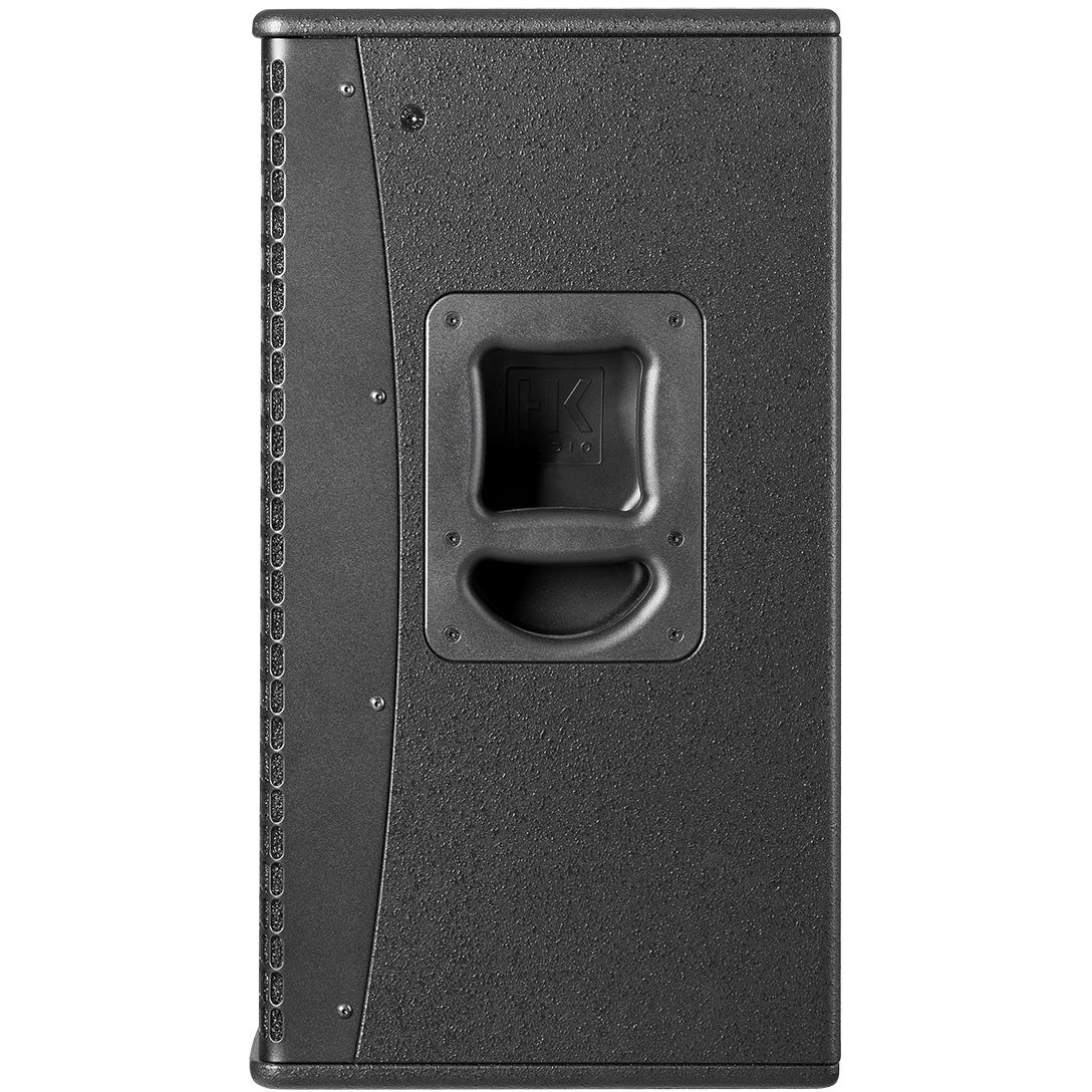 A black HK Audio speaker with a textured surface and a silver handle.