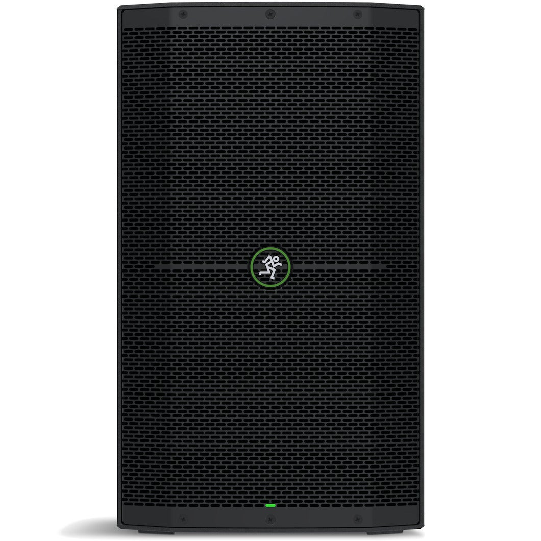 Altoparlante nero con logo verde e spia LED verde.