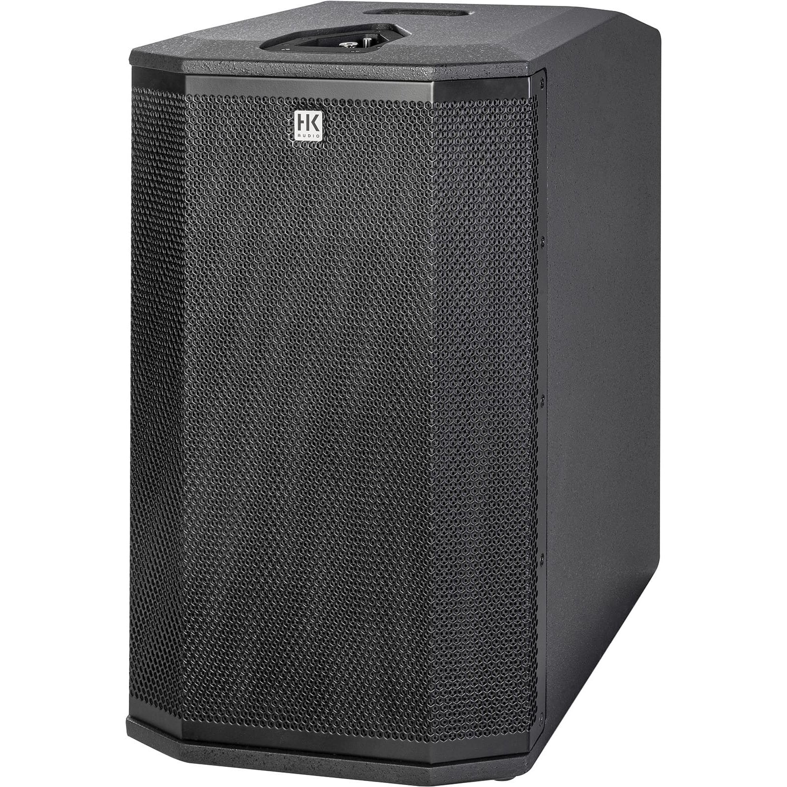 Altoparlante nero con logo HK Audio, isolato su sfondo bianco.