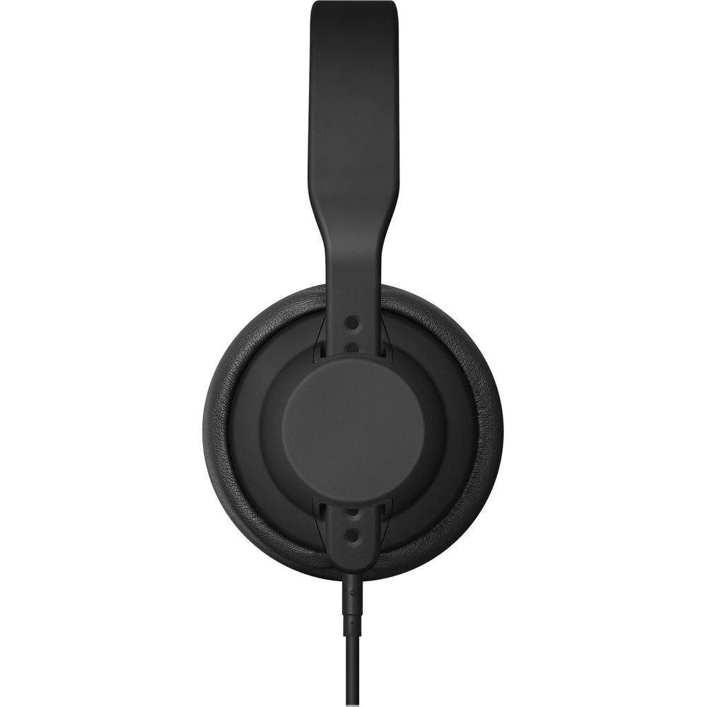Cuffie nere con padiglione auricolare rotondo e archetto regolabile.