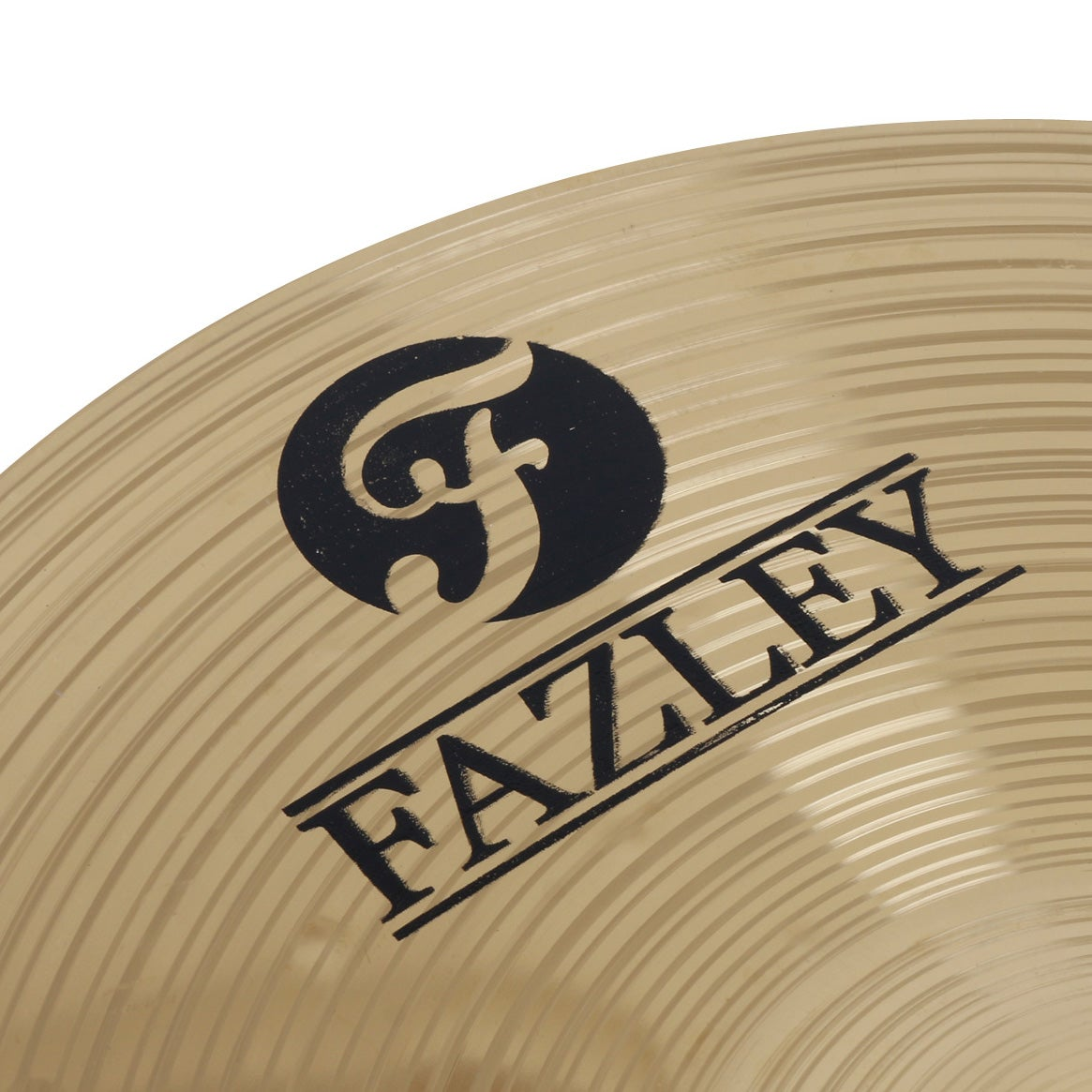 Gold cymbal edge with Fazley logo and text.