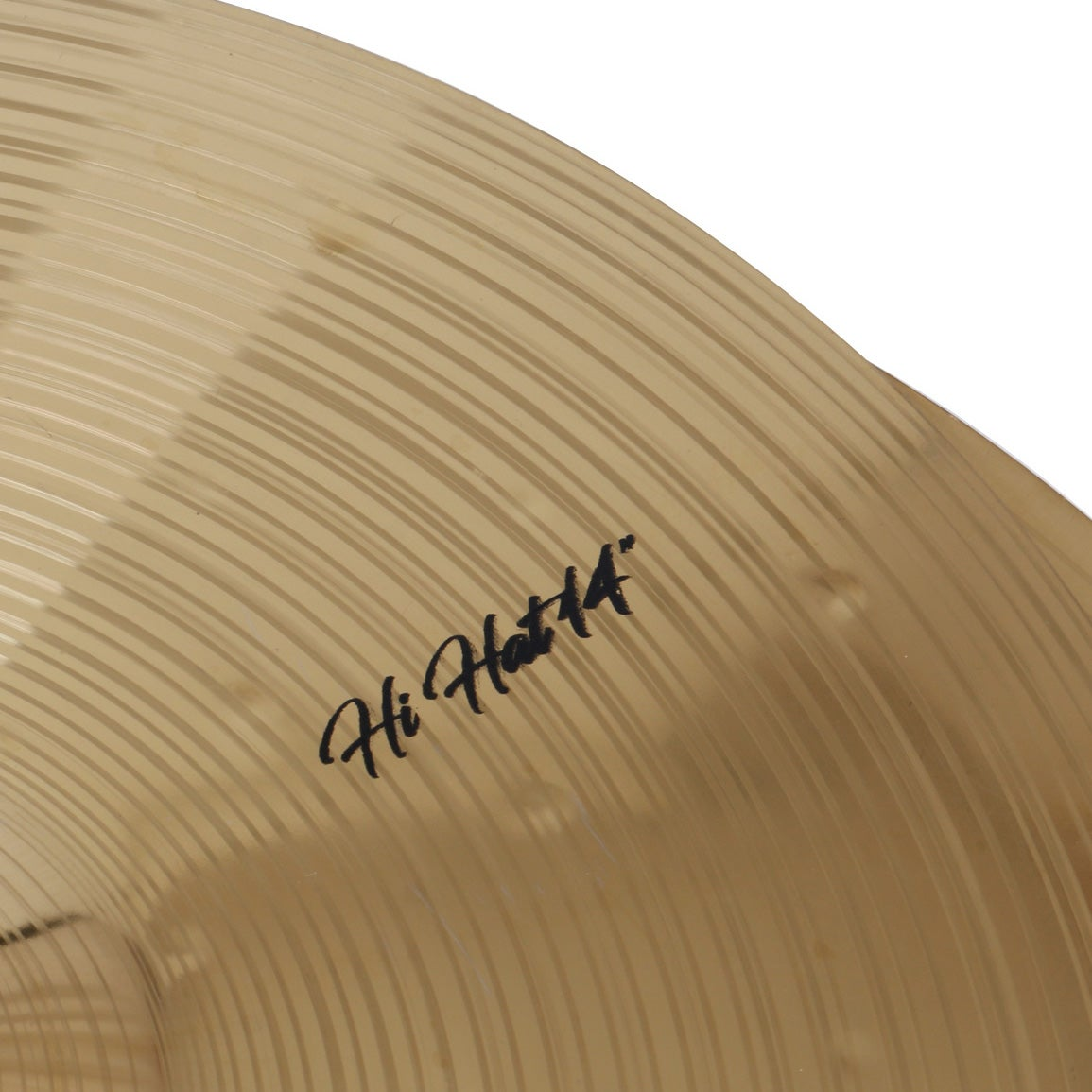 A golden cymbal edge with the text "Hi Hat 14" in black script.