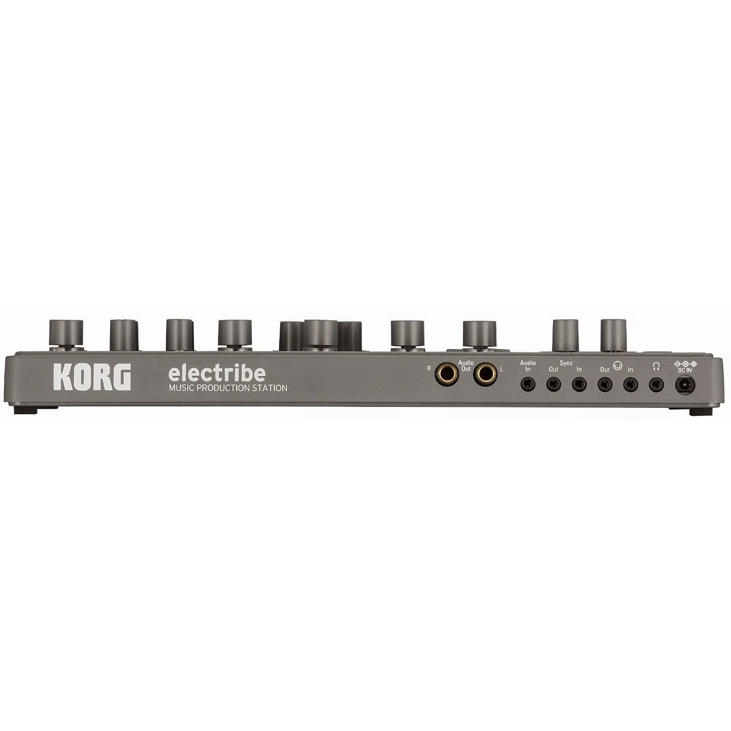 Gray Korg Electribe music production station with knobs and ports.