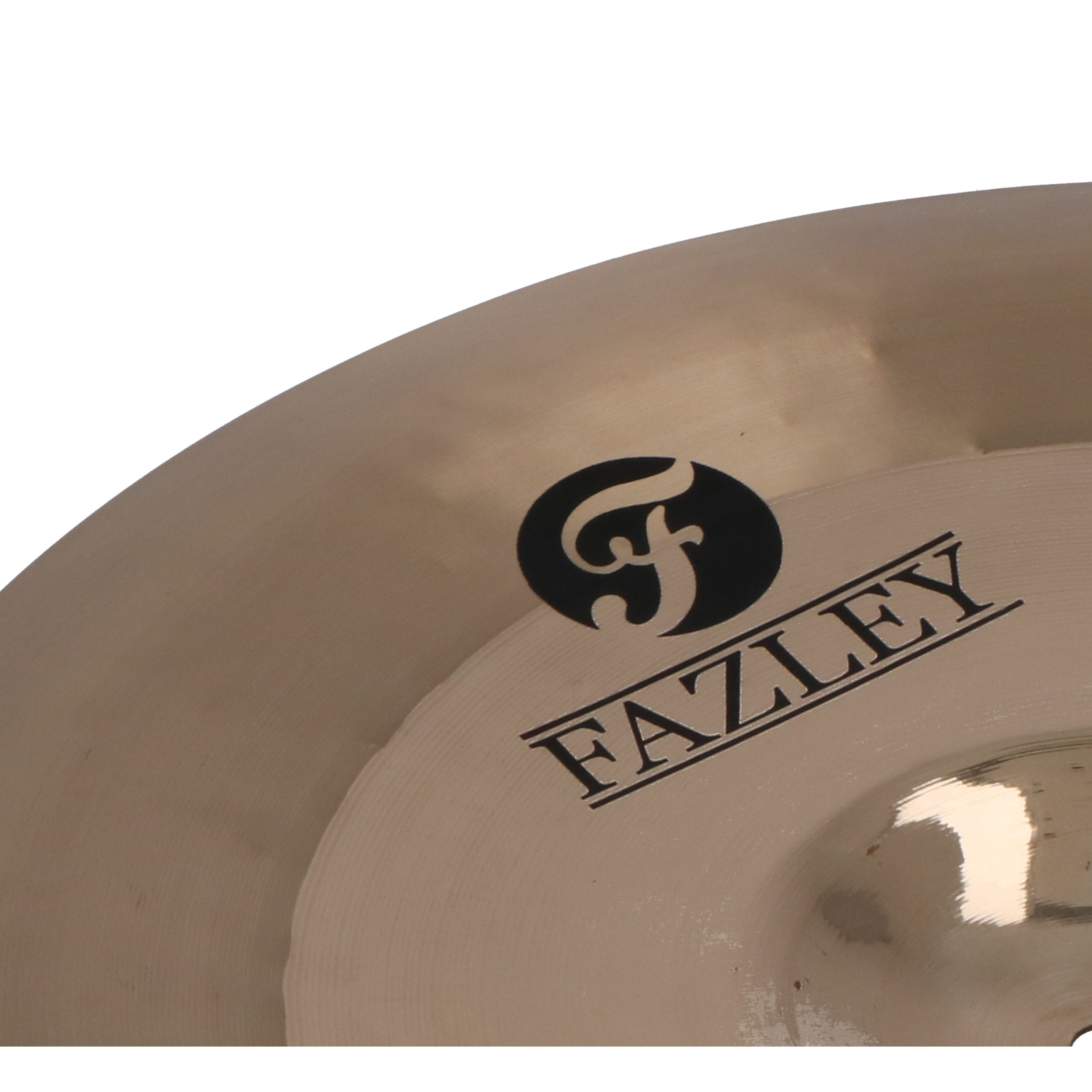 A cymbal with the Fazley logo and an "f" symbol.