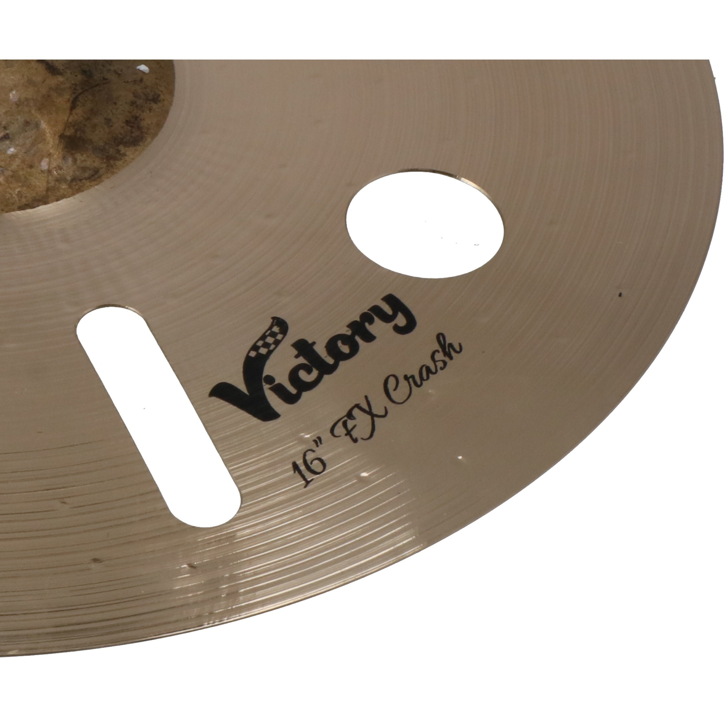 A bright 16" Victory FX Crash cymbal with cutouts.