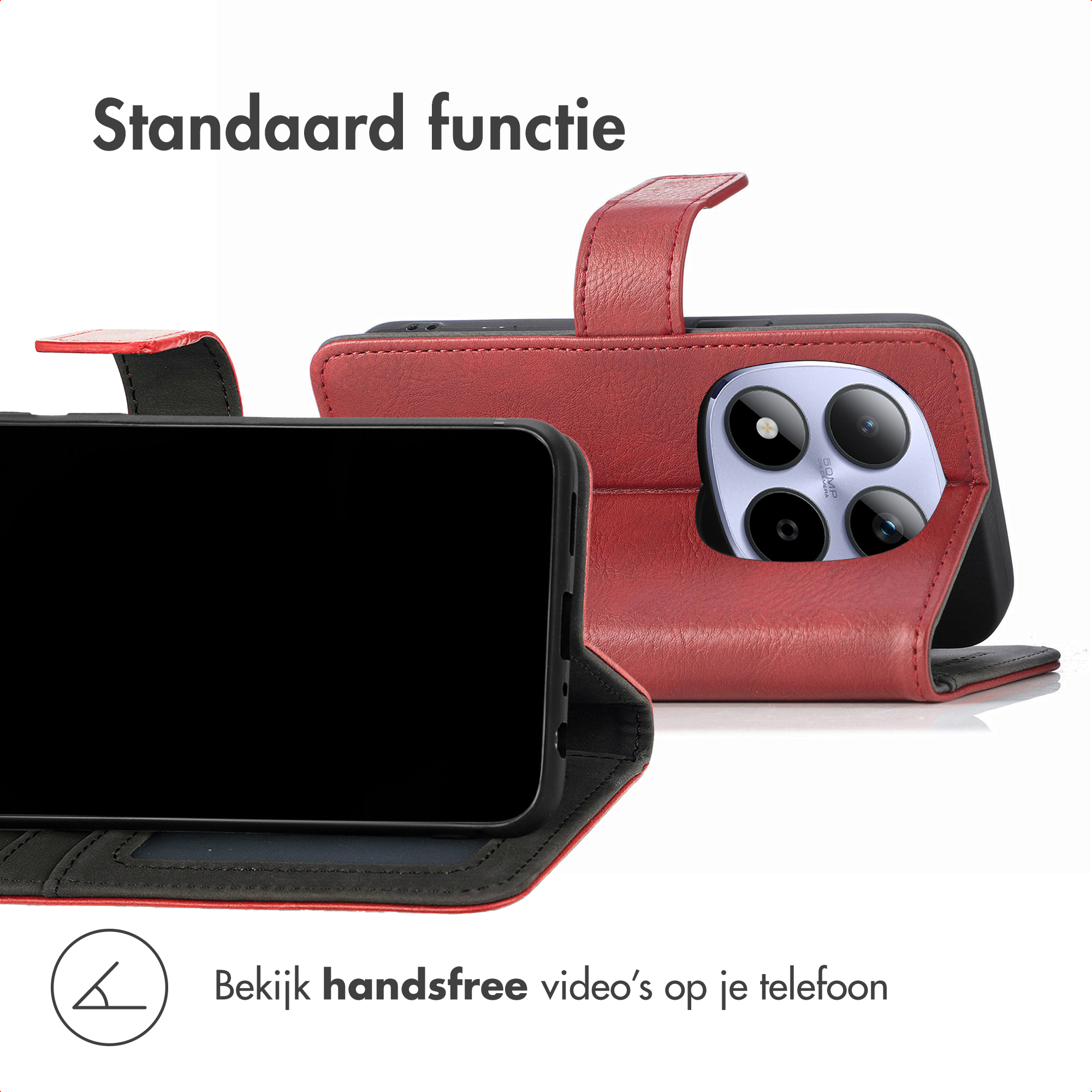 Red phone case with stand function and camera block.