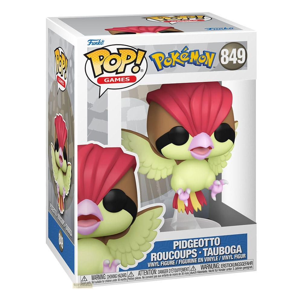 Figura Funko Pop! Pidgeotto de vinilo en caja, con detalles marrones, rojos y verde claro.