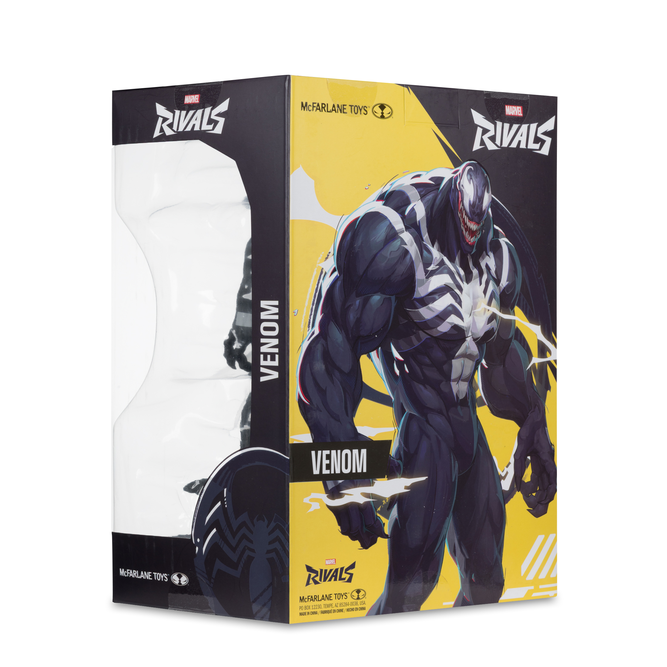 Verpackung einer Venom-Figur mit Comic-Design und Marvel-Logo.