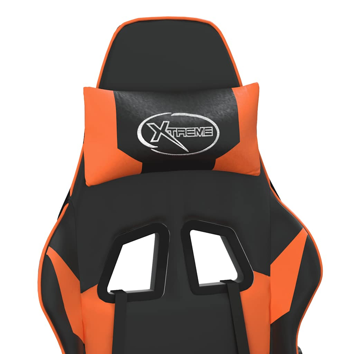 Schwarz-oranger Gaming-Stuhl mit 'Xtreme'-Logo auf dem Kopfkissen.