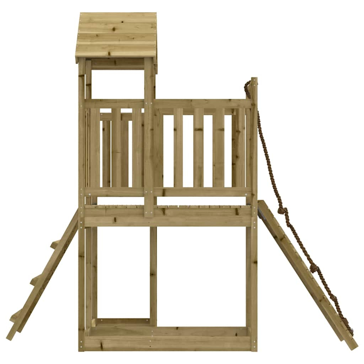 Holz-Spielturm mit Leiter, Seil und Dach