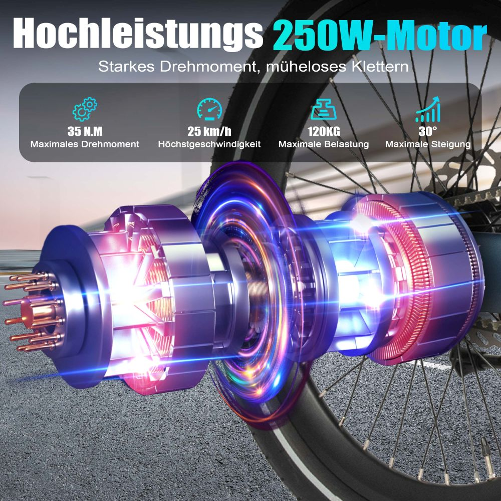 Un motore da 250W ad alte prestazioni con specifiche di coppia, velocità e pendenza.