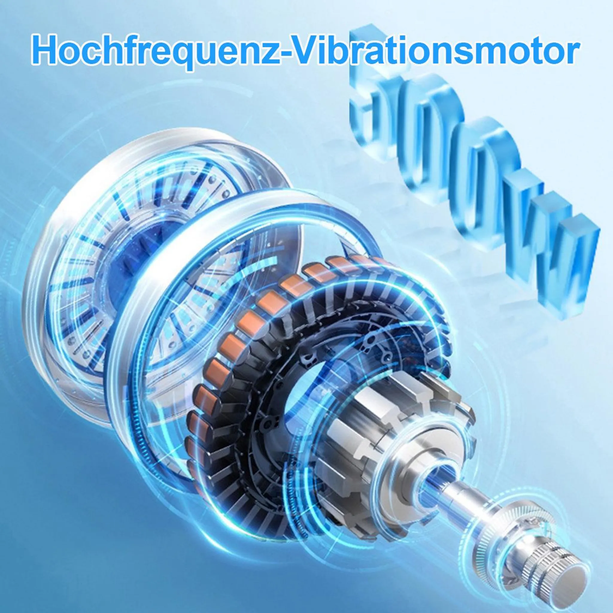 Hochfrequenz-Vibrationsmotor mit 500W. Innenleben aus Metall und Kupfer.