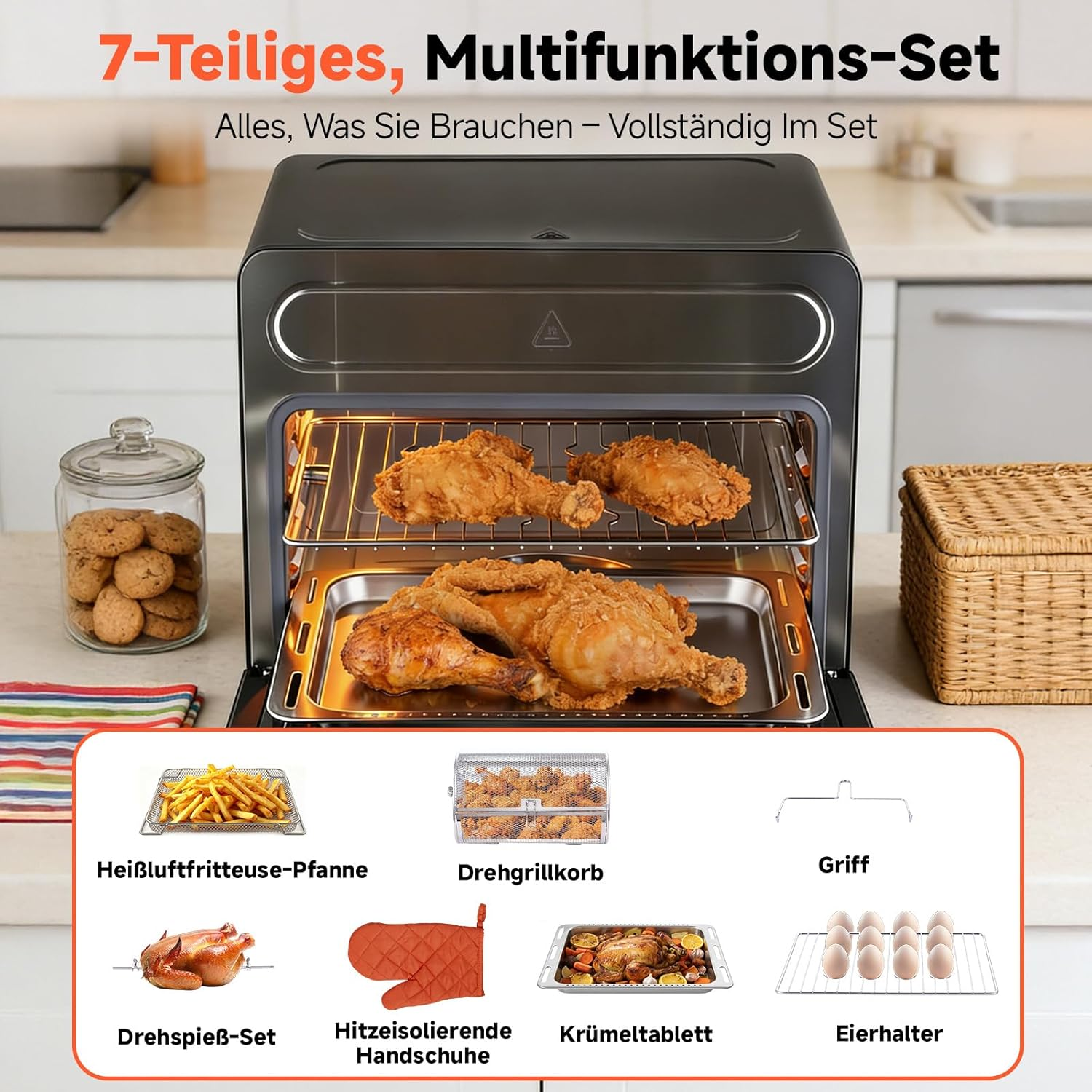 Multifunktions-Set mit Hähnchen und Beilagen, Zubehör.