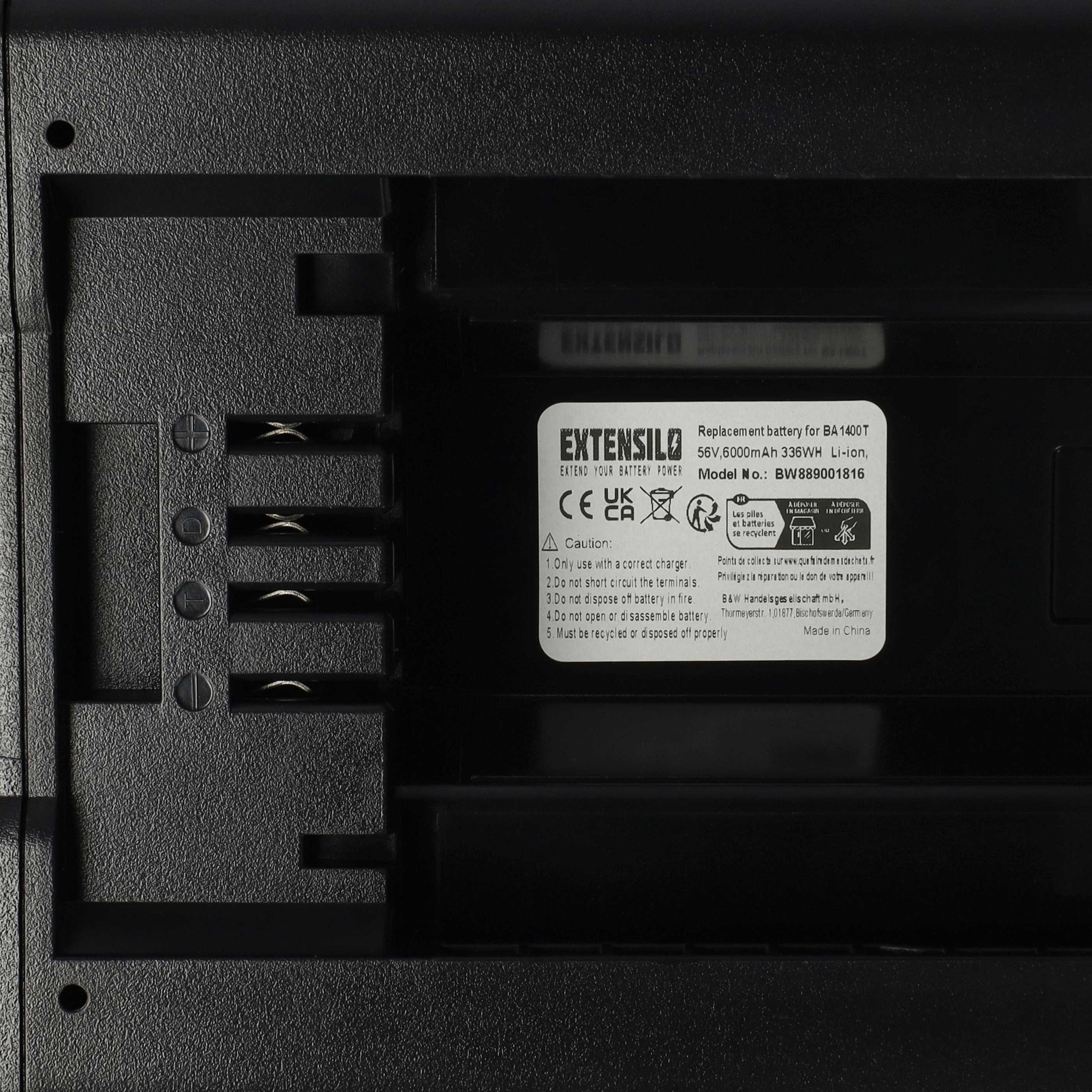 Ersatzakku für BA 1400 T, 56V, 6000mAh Li-Ion, Modell BW889001816.
