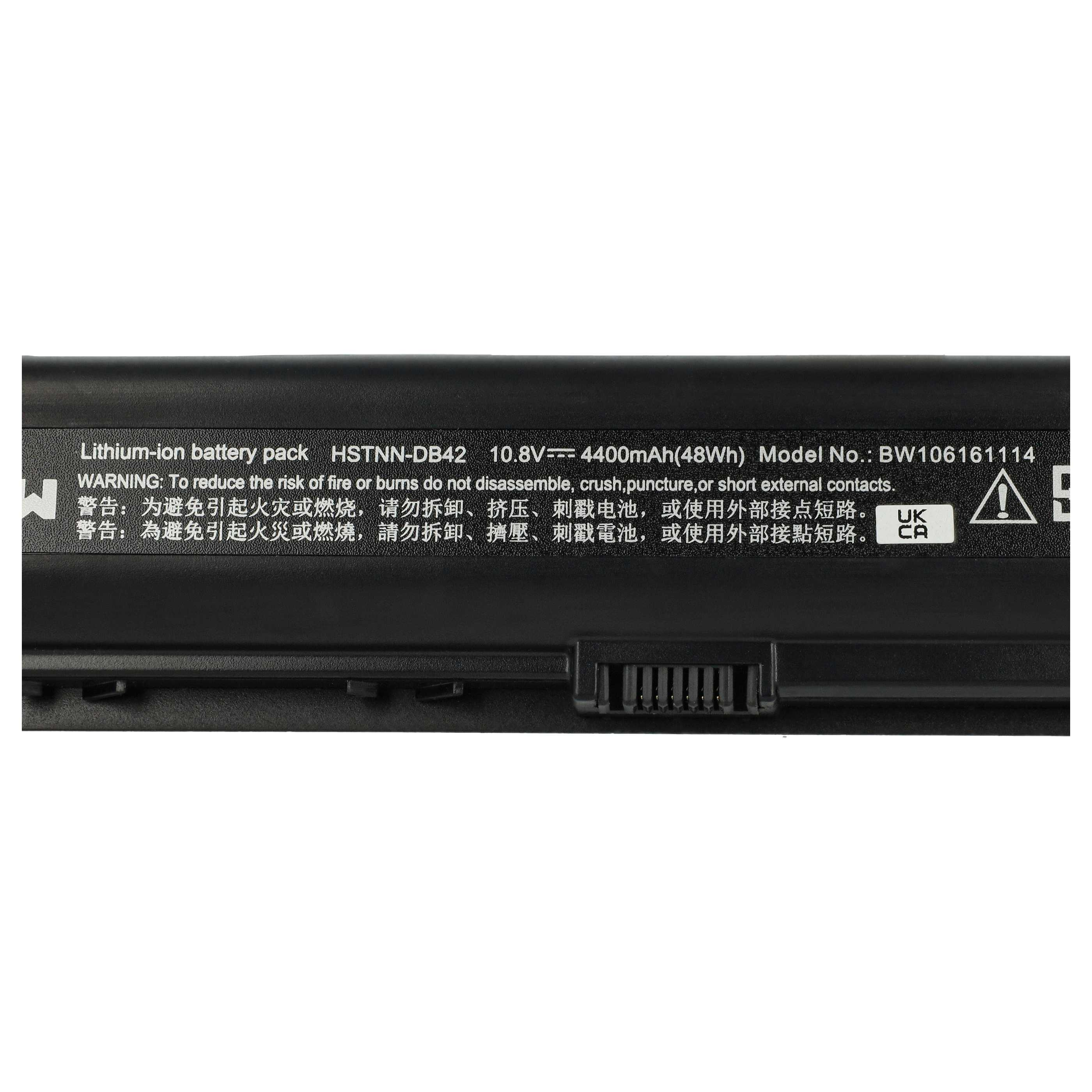 Lithium-Ionen-Akku HSTNN-DB42, 10.8V, 4400mAh. Warnung: Nicht zerlegen.