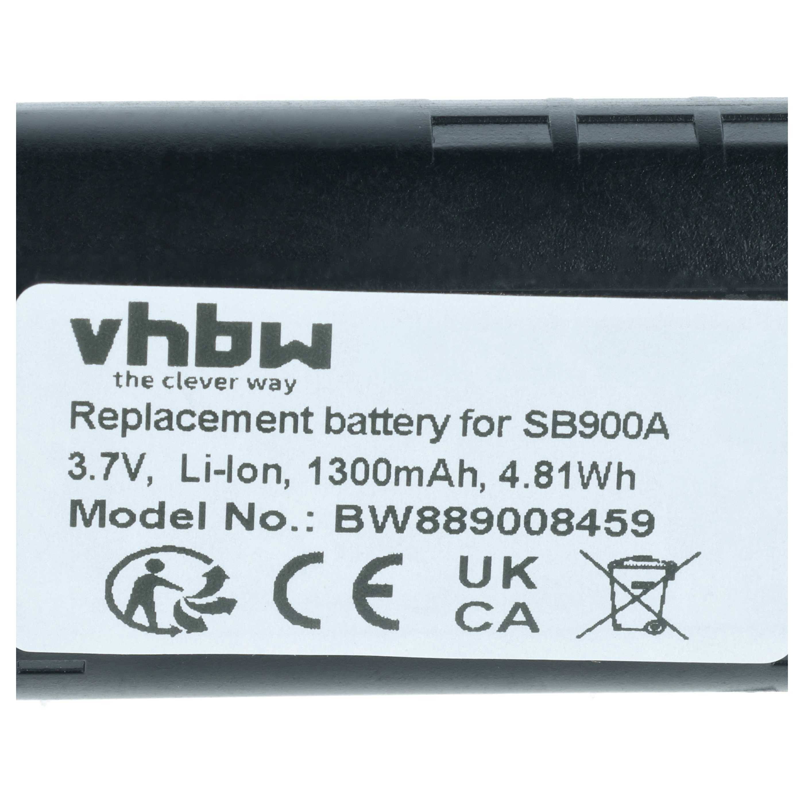 Ersatzakku für SB900A, 3.7V, 1300mAh, 4.81Wh. Modellnr. BW889008459.
