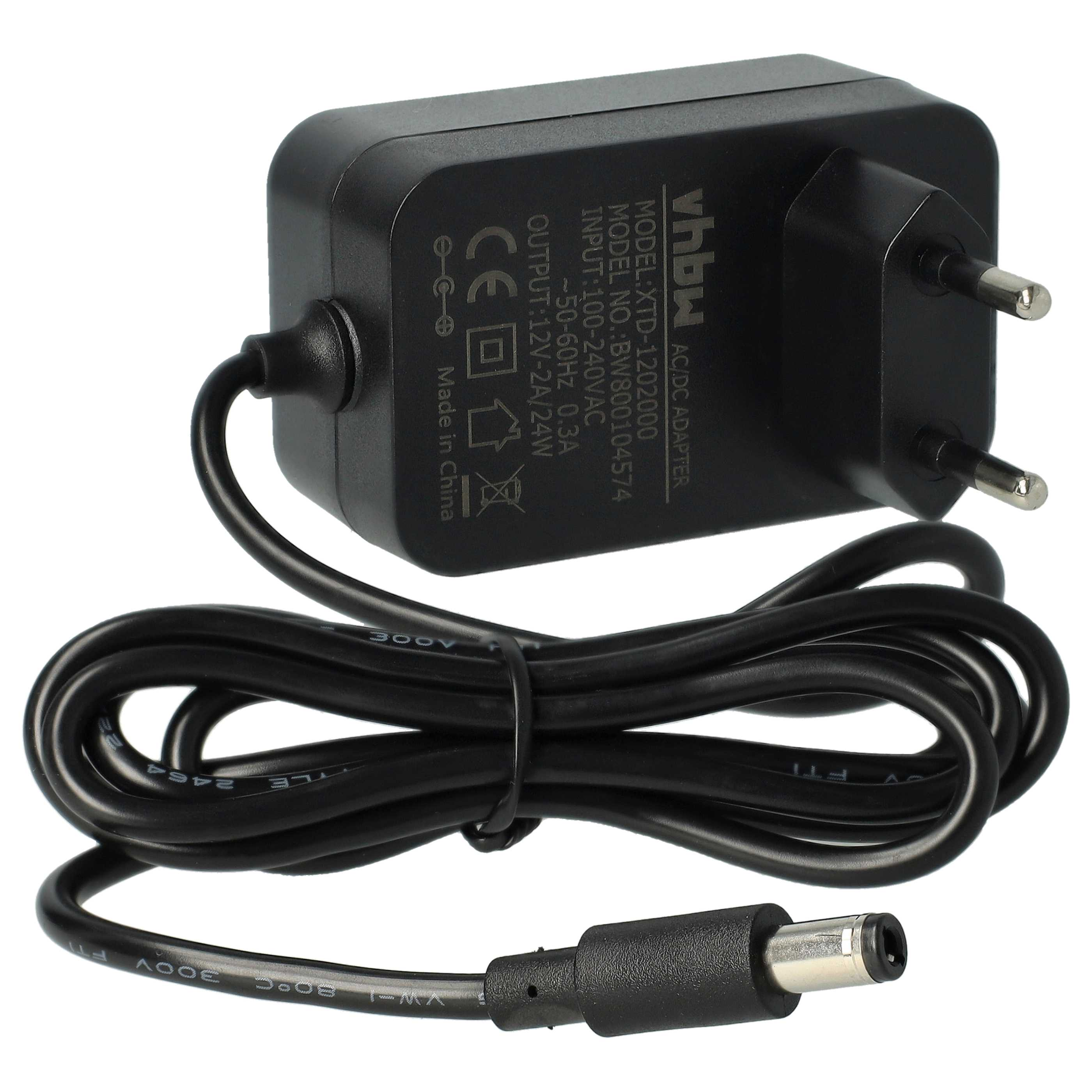 Schwarzer Netzadapter mit Kabel und Stecker.