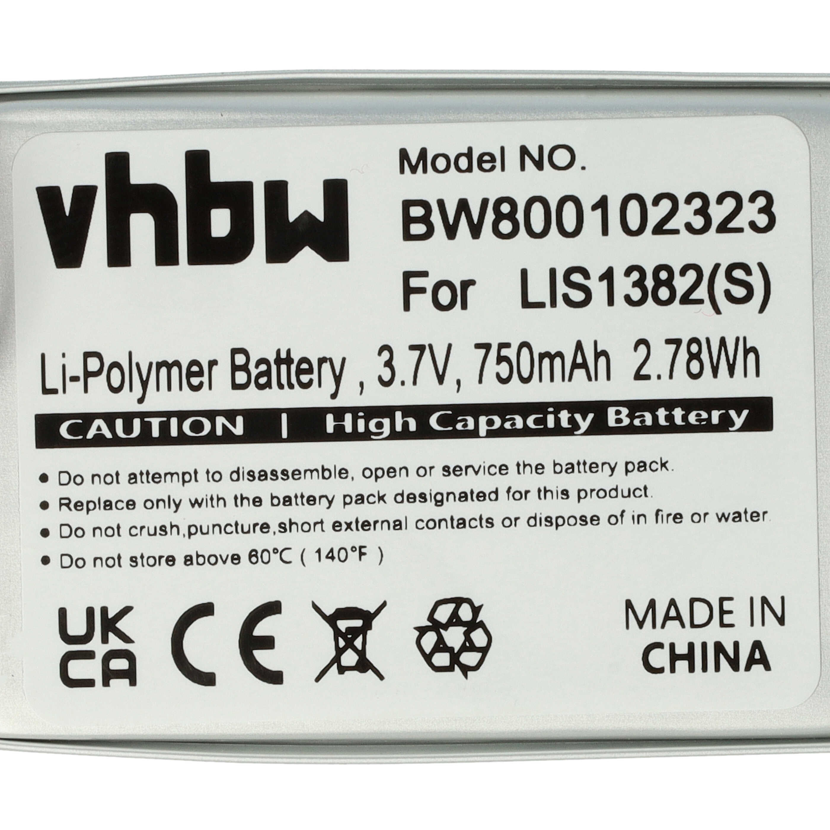 vhbw Li-Polymer Akku, 3,7V, 750mAh, Modell BW800102323.