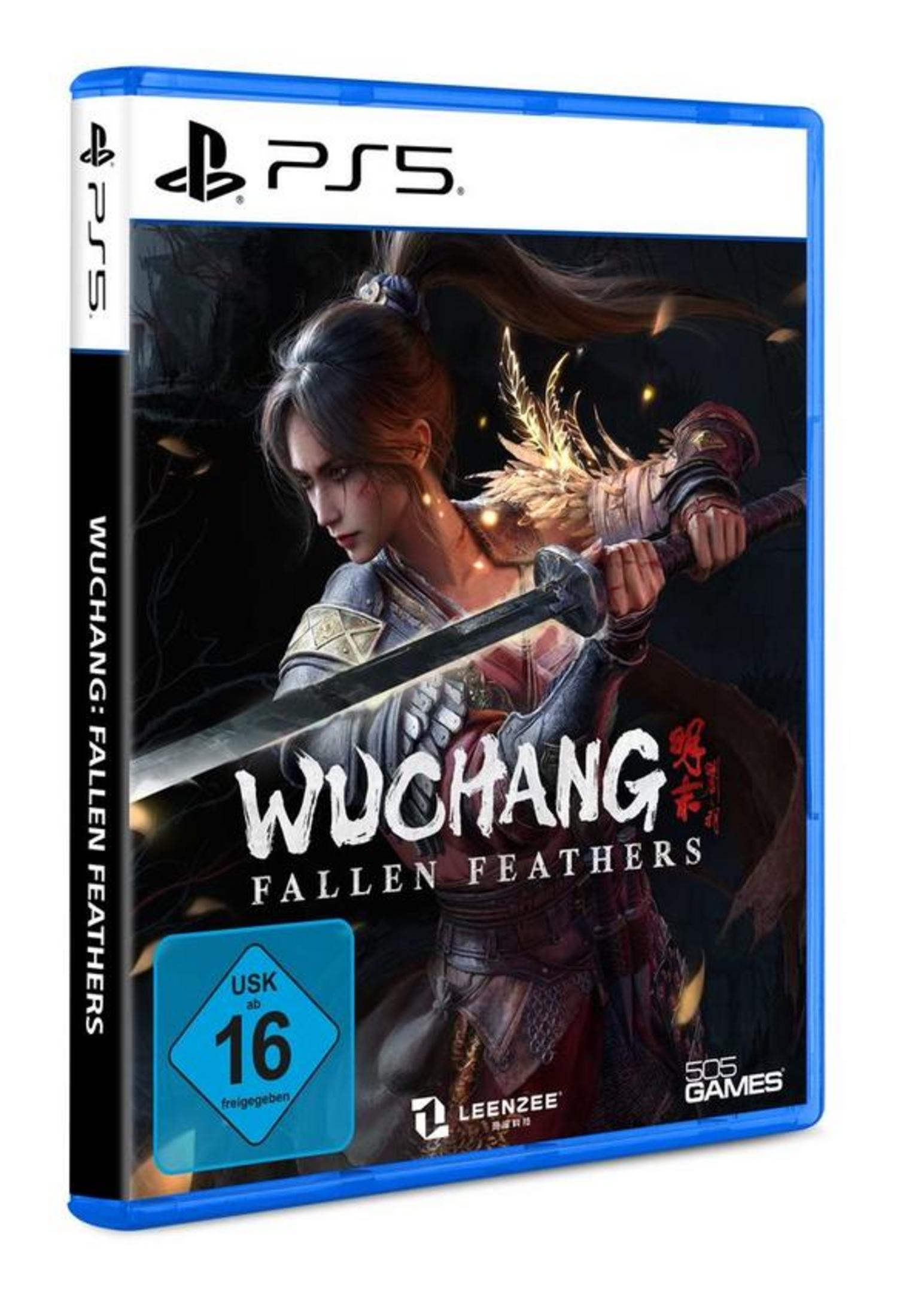 PS5 Spielcover "Wuchang: Fallen Feathers" mit Kriegerin und Schwert.