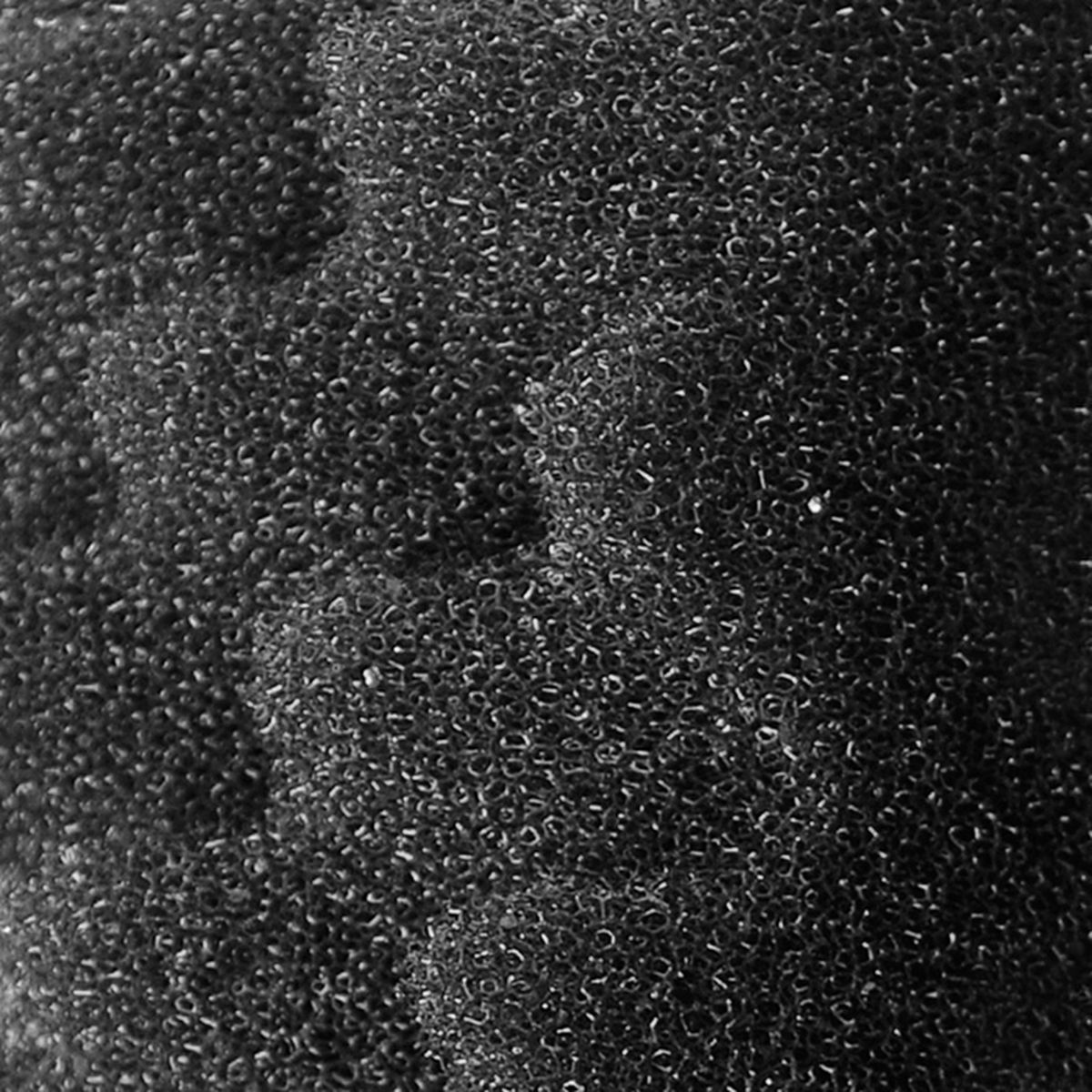 Close-up of black foam with irregular pores.