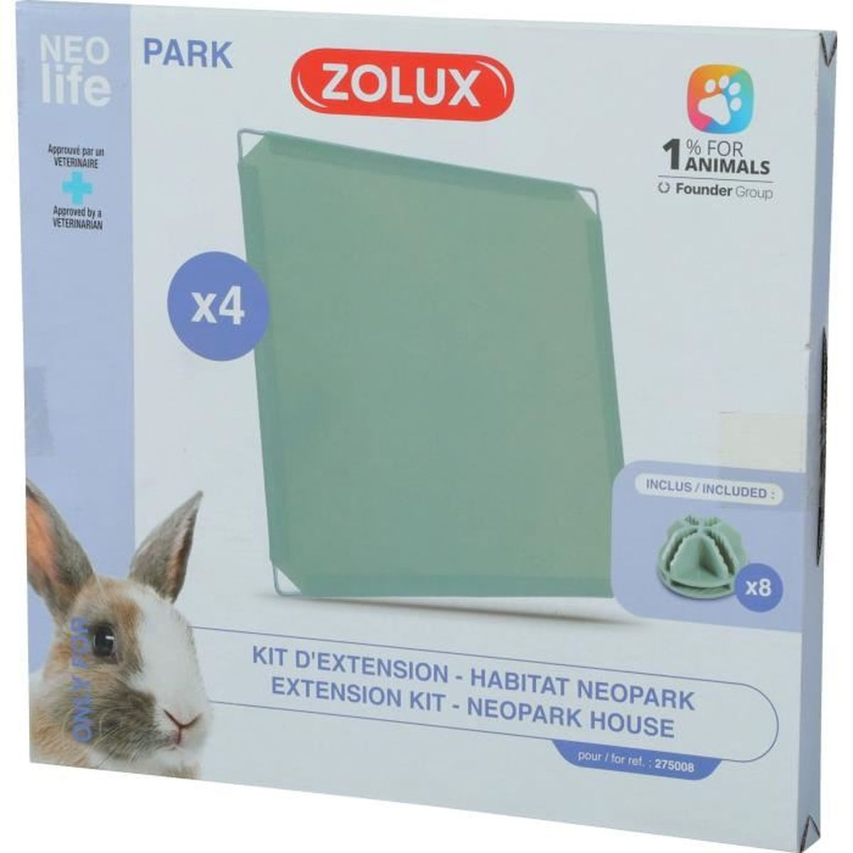 Box for Zolux Neopark extension kit with rabbit illustration.