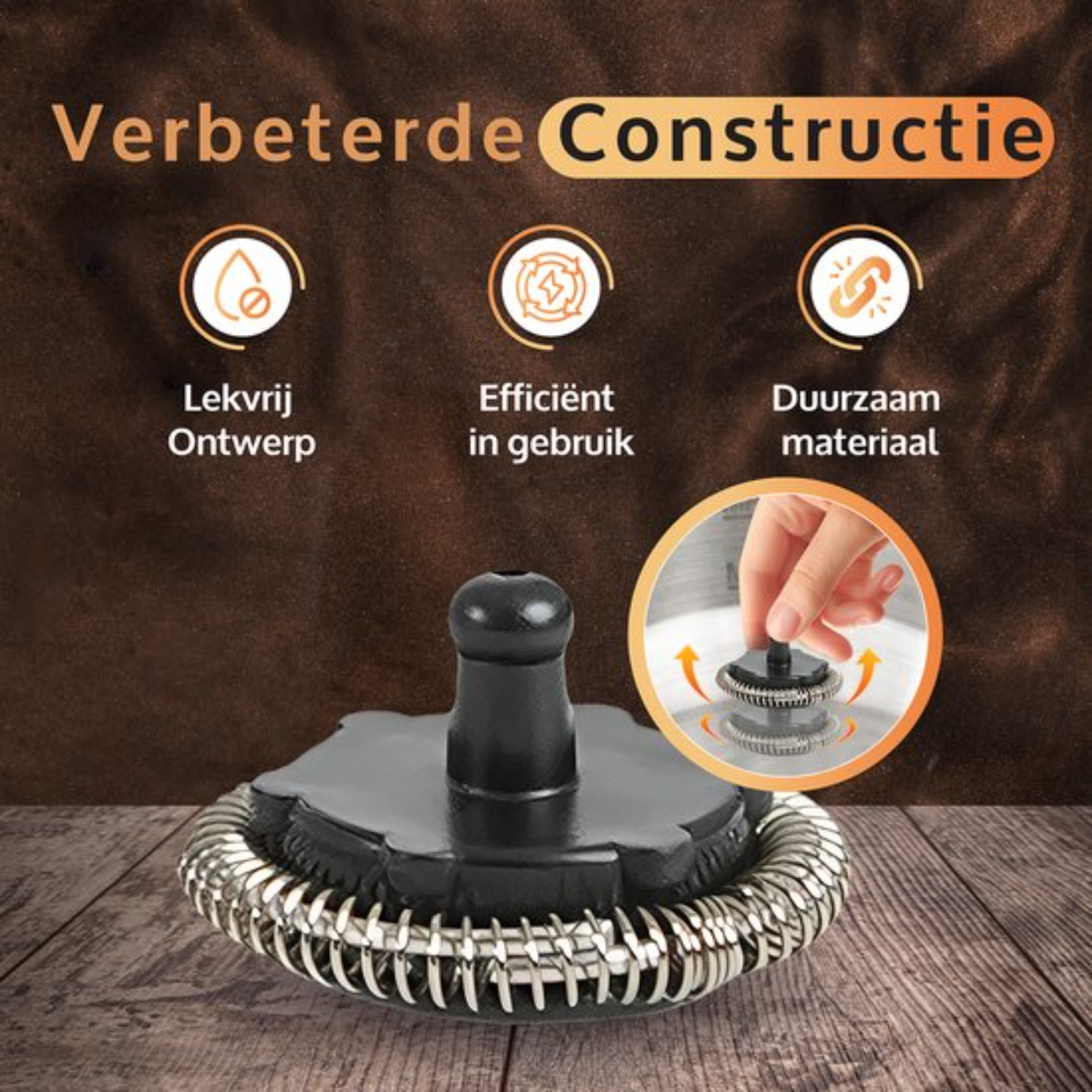 Verbeterde constructie: lekvrij, efficiënt, duurzaam. Close-up van een gereedschapsonderdeel.