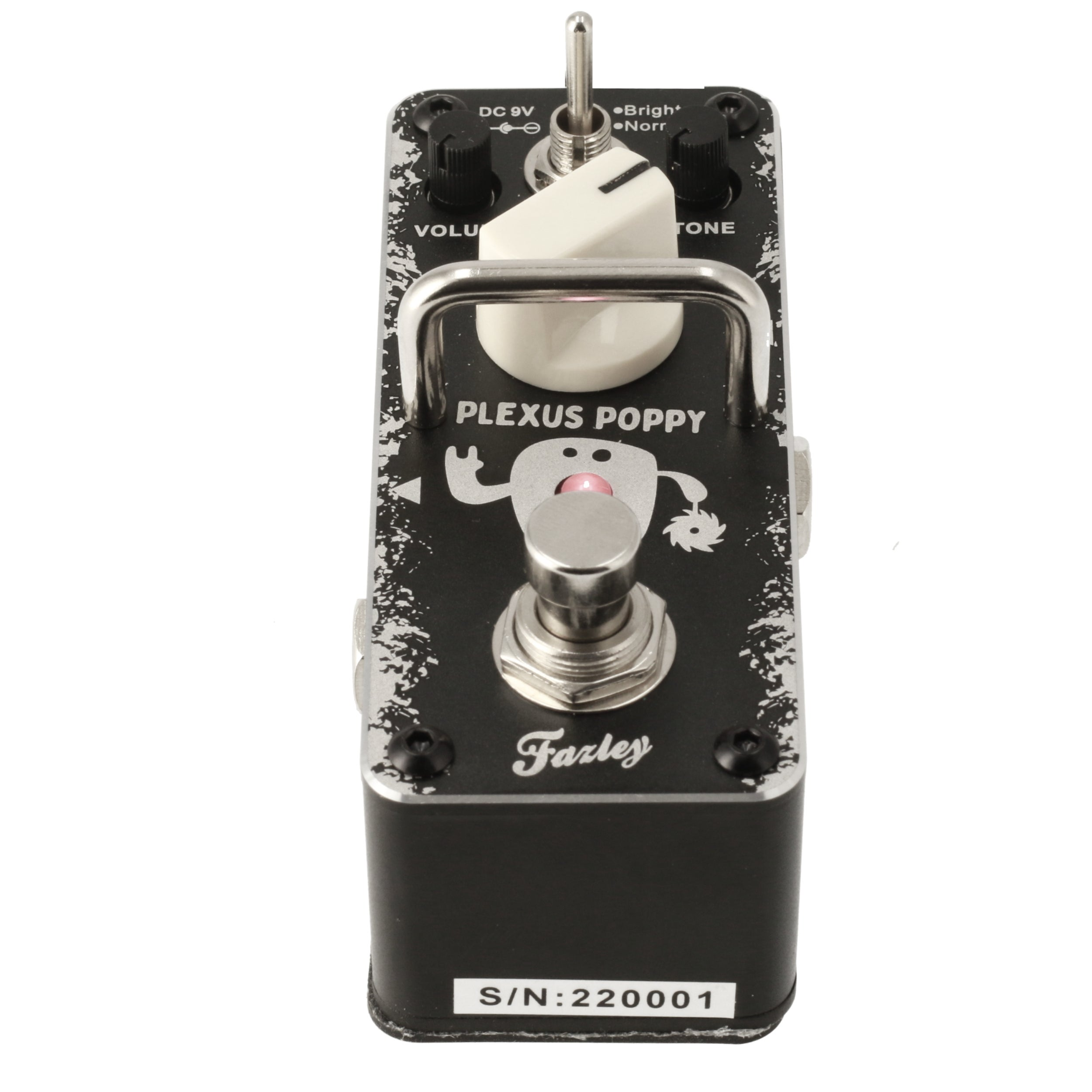 A black effect pedal with a white switch, knobs, and lettering.