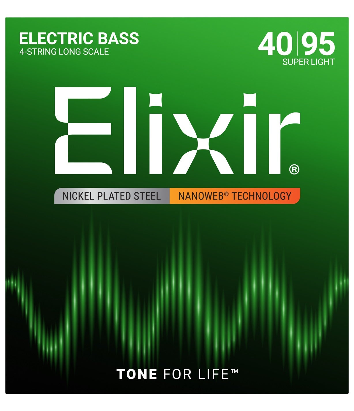 Elixir Elektro Bas Gitar Telleri, Nikel Kaplama Çelik, Nanoweb, 40-95