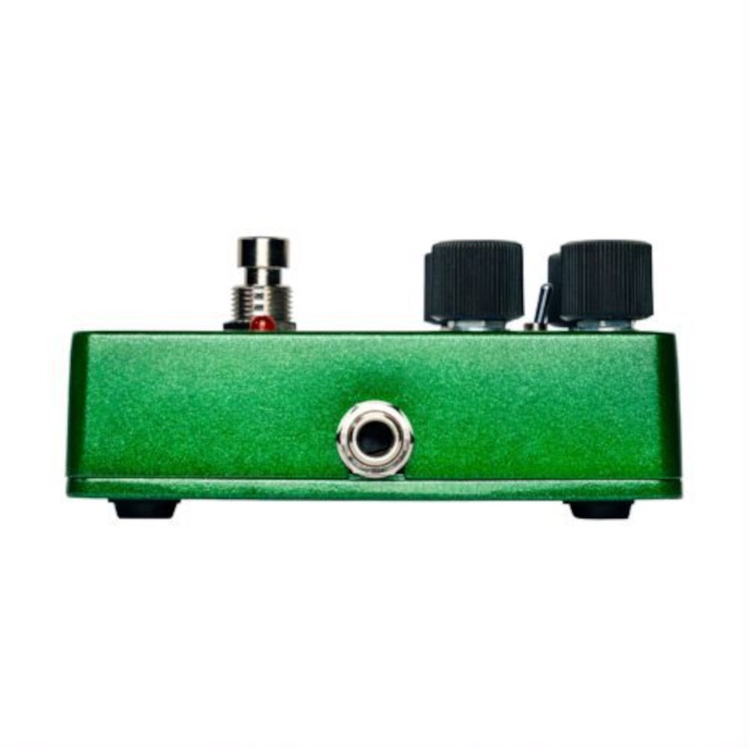 Green effect pedal with two knobs, a switch, and a footswitch.