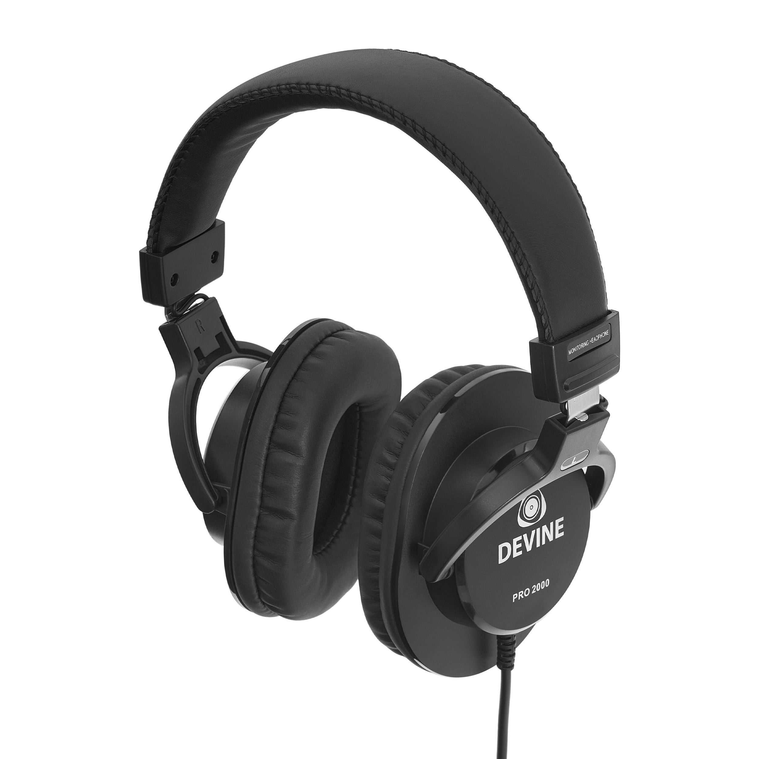 Zwarte over-ear koptelefoon met gewatteerde oorschelpen en verstelbare hoofdband.