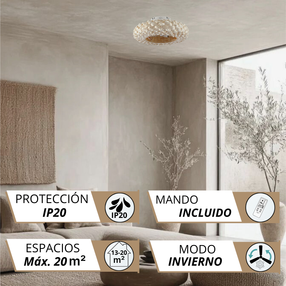 Lámpara de techo con protección IP20, mando incluido, para 20m².