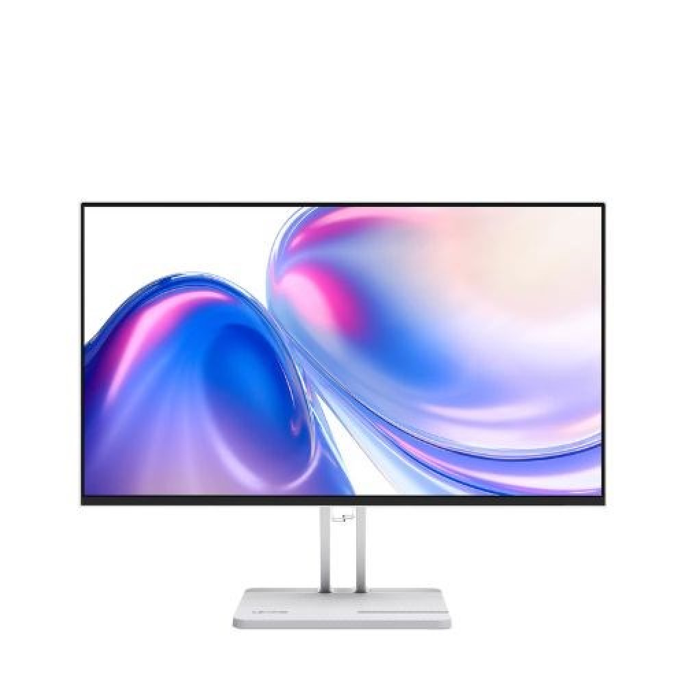 Nowoczesny monitor z stylizowanym niebiesko-różowym tłem.