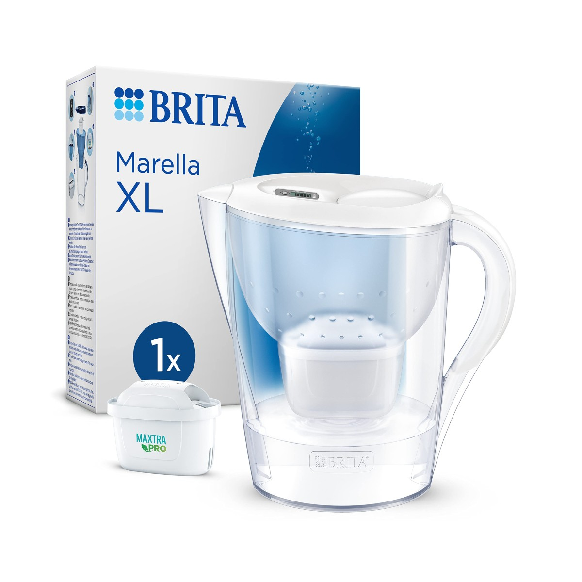 Dzbanek Brita Marella XL z wkładem obok.