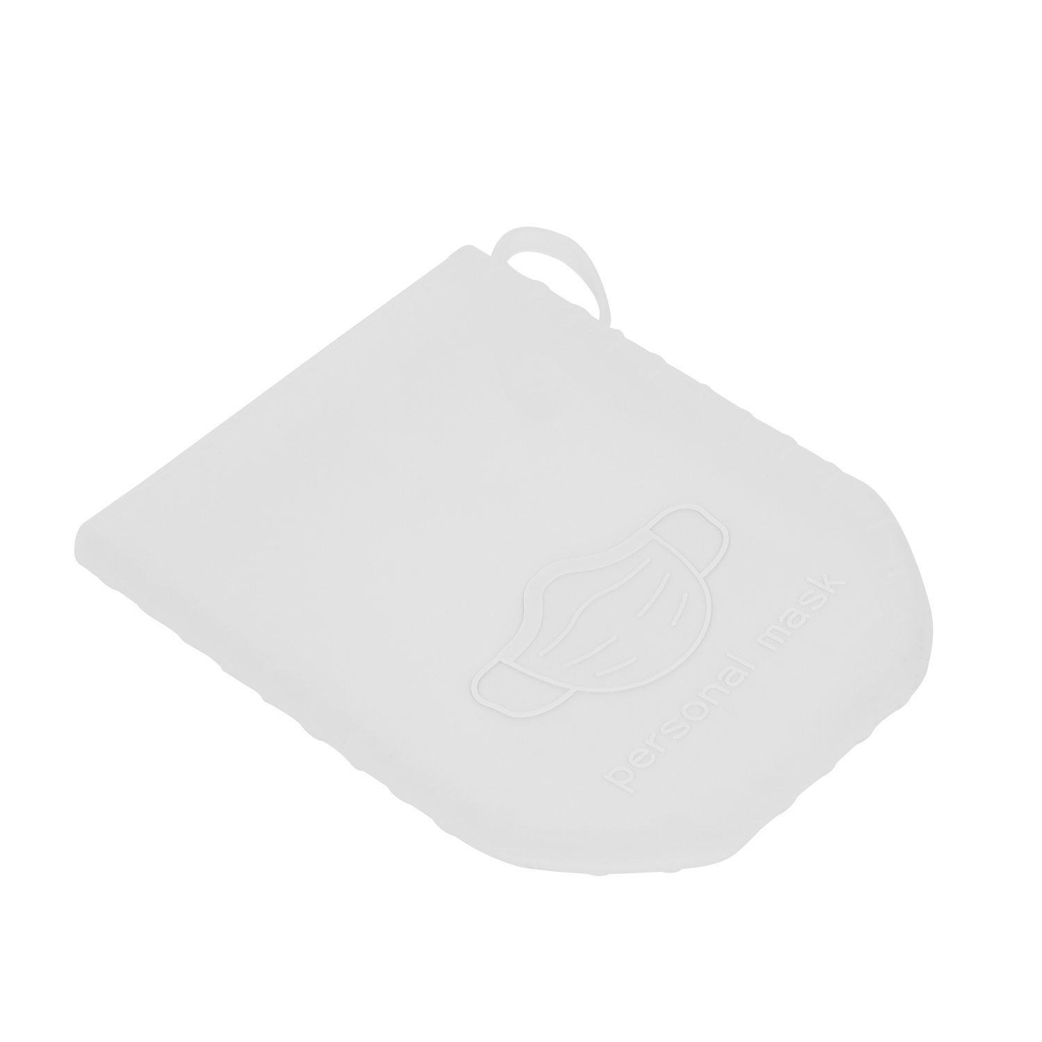 Funda blanca con icono de mascarilla y texto "personal mask".