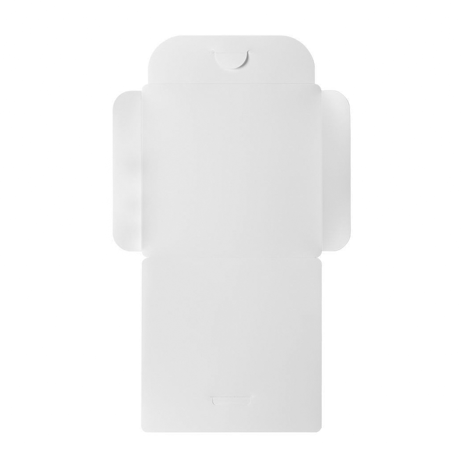 Una caja de papel blanca, vacía y abierta.