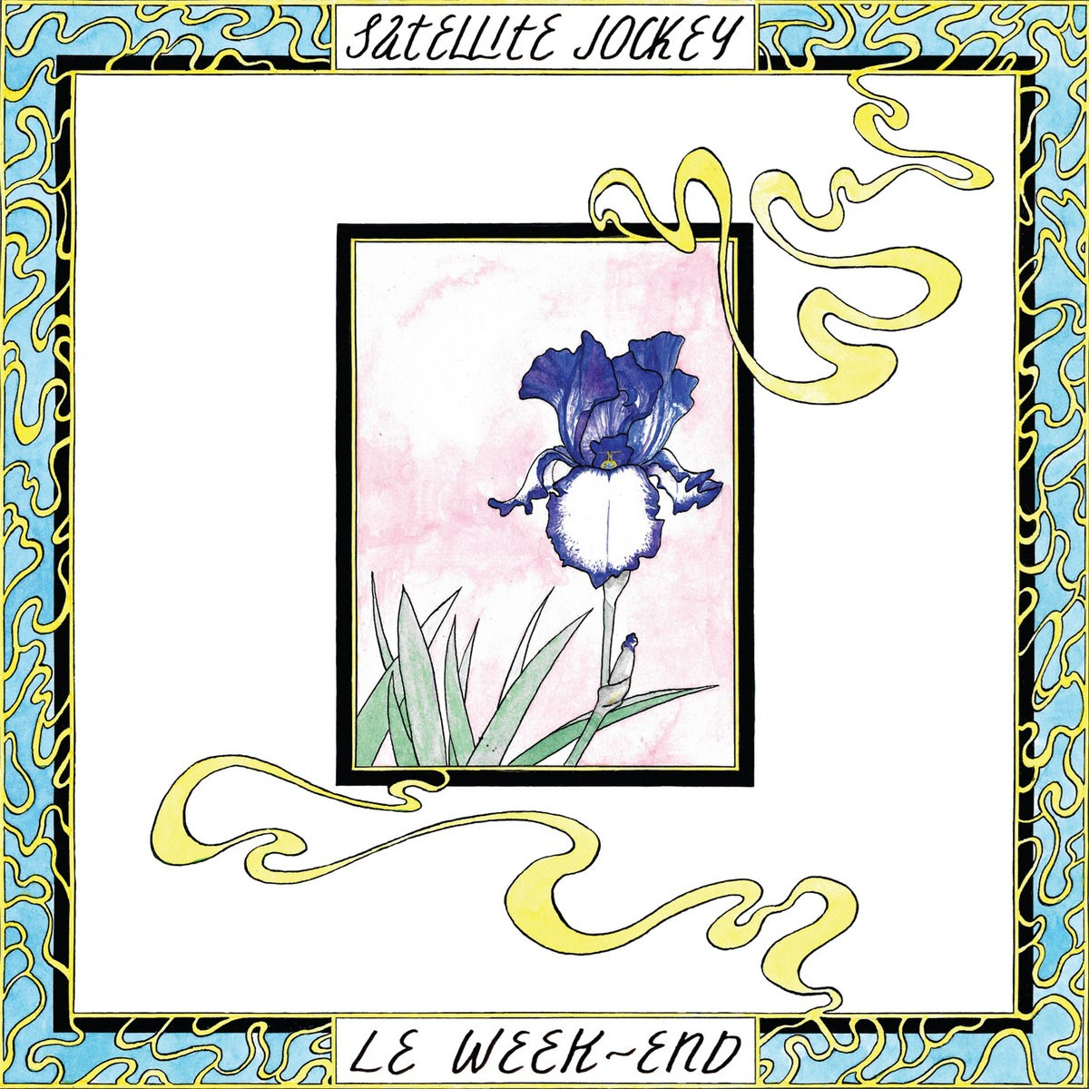Copertina con iris blu e testo SATELLITE JOCKEY LE WEEK-END.