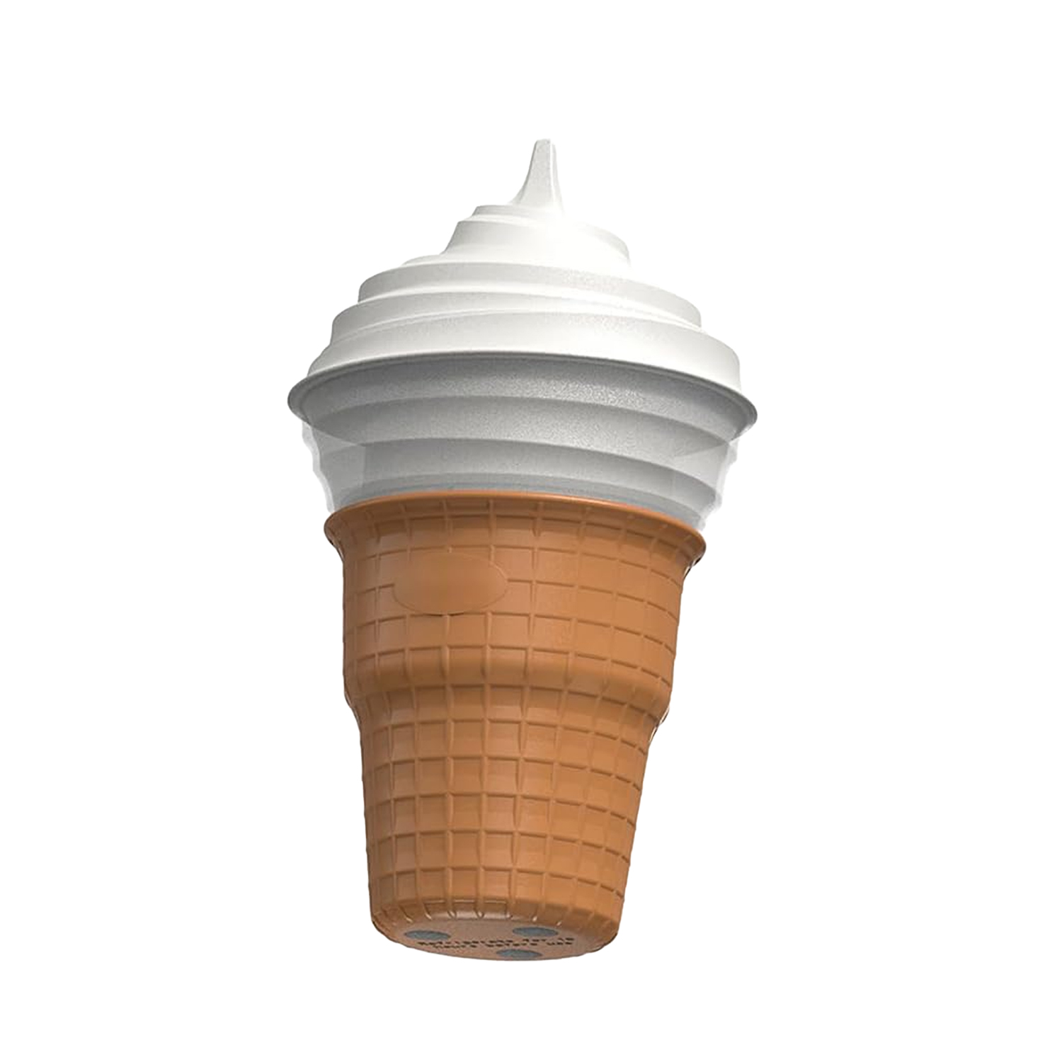 Ein weißes Softeis in einer Waffel, isoliert auf weißem Hintergrund.