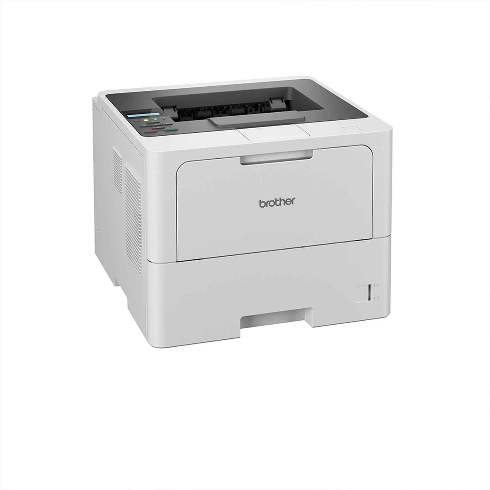 Une imprimante laser Brother blanche sur fond blanc.