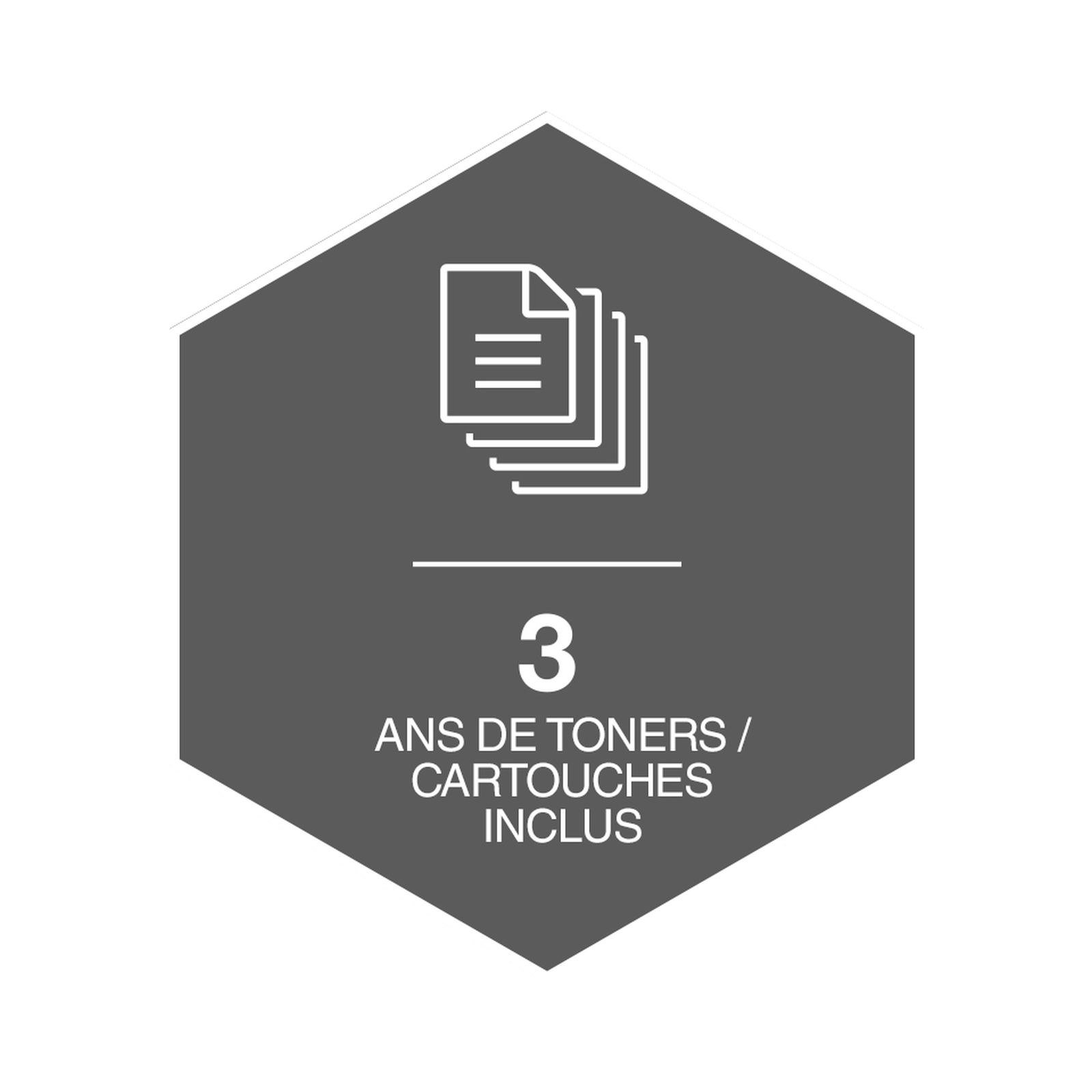 Symbol für 3 Jahre Toner/Kartuschen inklusive.